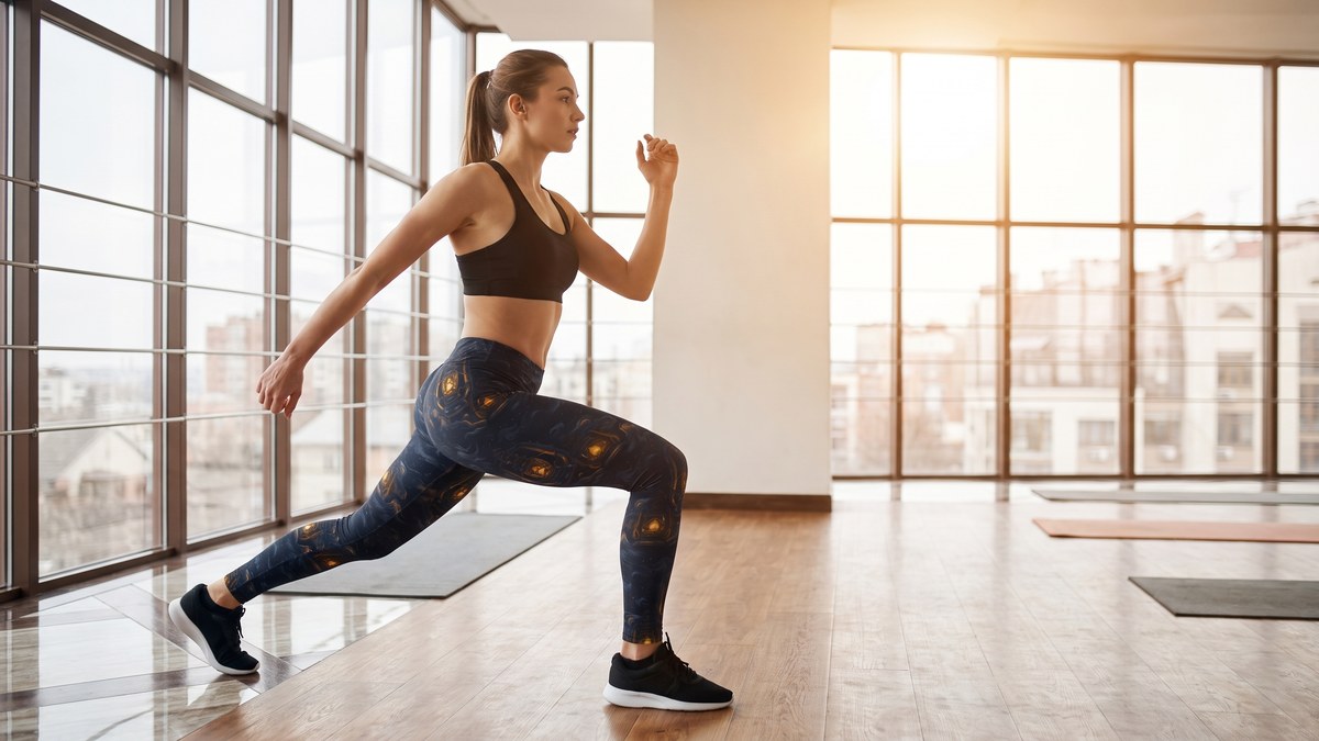 Lifestyle image of a model wearing Spooky Lantern Leggings from GearBunch
