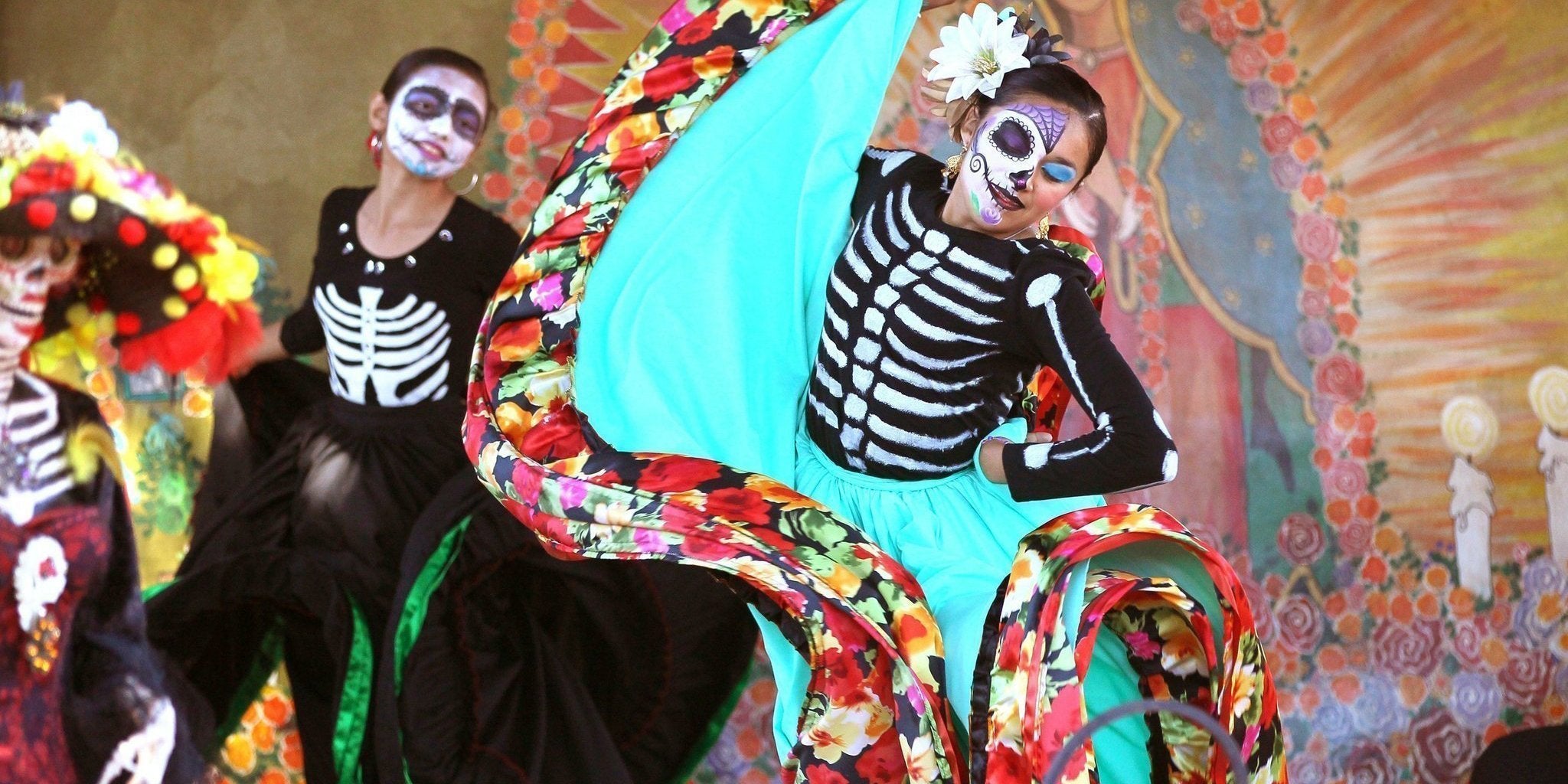Sugar skull leggings and top outfit for Day of the Dead celebration