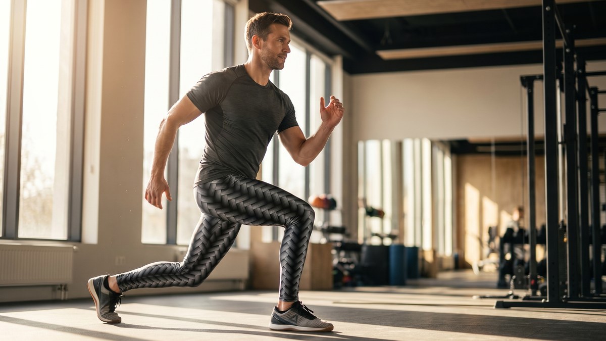 Lifestyle image of a model wearing Woven Carbon Meggings from GearBunch