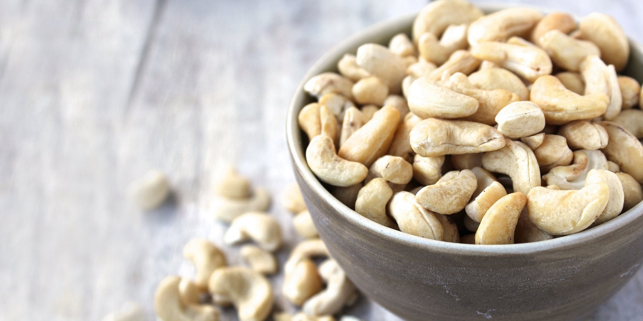 Close up of raw cashew nuts for health benefits article