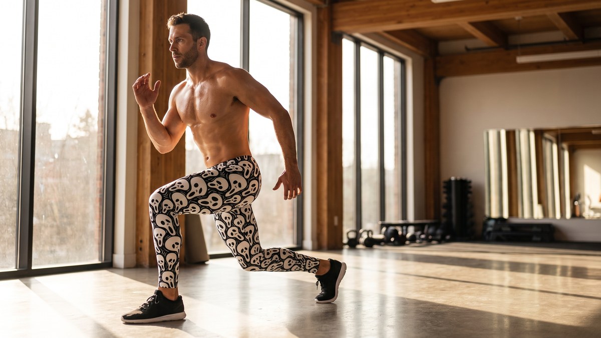 Lifestyle image of a model wearing Ghost Face Leggings from GearBunch