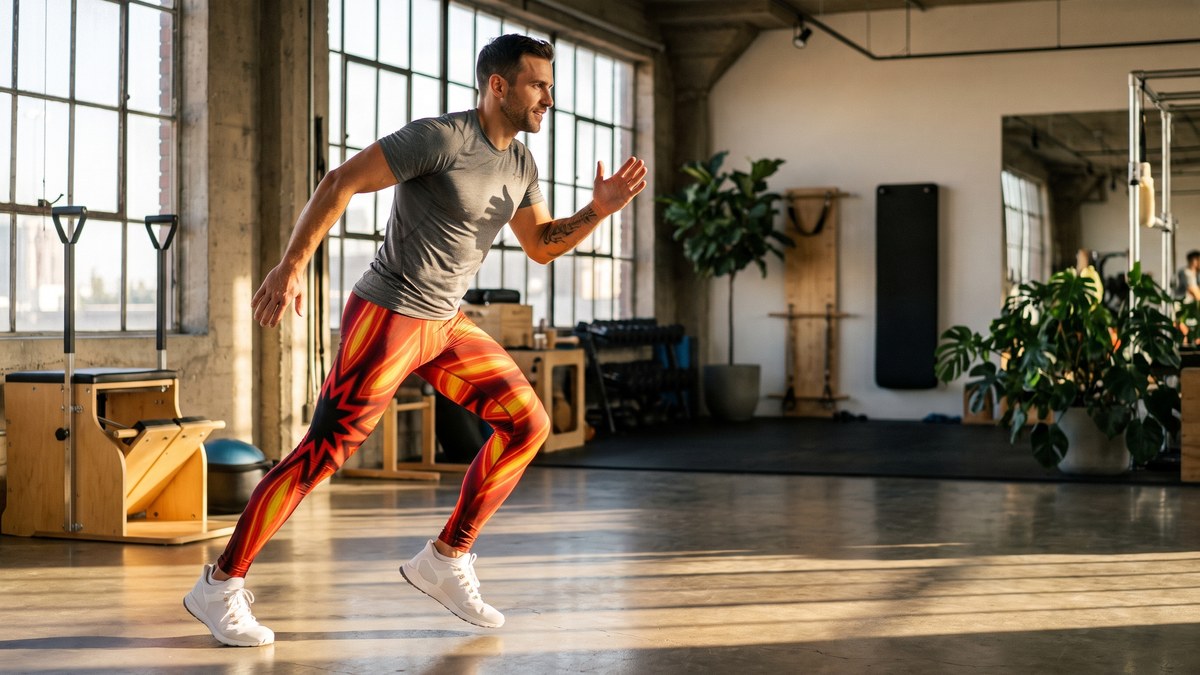 Lifestyle image of a model wearing Psychedelic Infrared Meggings from GearBunch