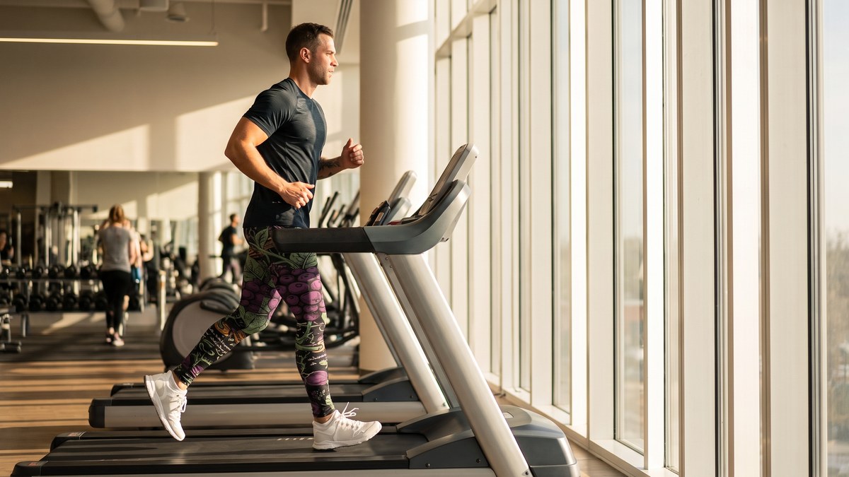 Lifestyle image of a model wearing Deadly Nightshade Botanical Meggings from GearBunch