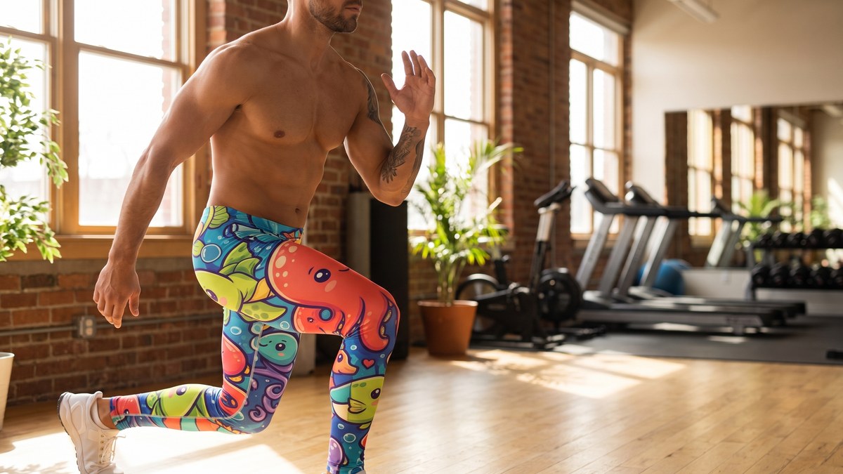 Lifestyle image of a model wearing Vibrant Under the Sea Meggings from GearBunch