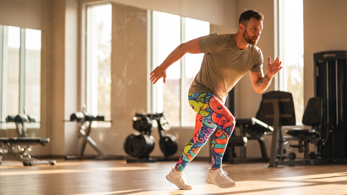 Lifestyle image of a model wearing Vibrant Under the Sea Meggings from GearBunch