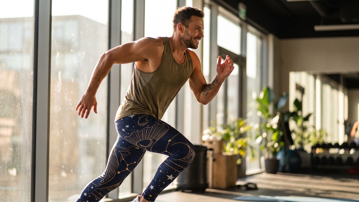 Lifestyle image of a model wearing Black Cat Constellation Meggings from GearBunch