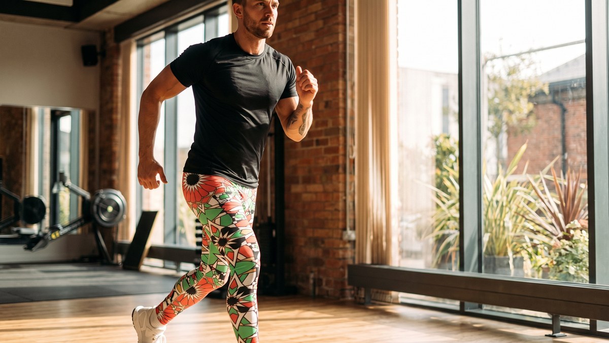 Lifestyle image of a model wearing Zellige Coral Mint Meggings from GearBunch