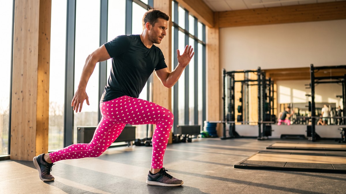Lifestyle image of a model wearing White Mini Hearts Pink Meggings from GearBunch