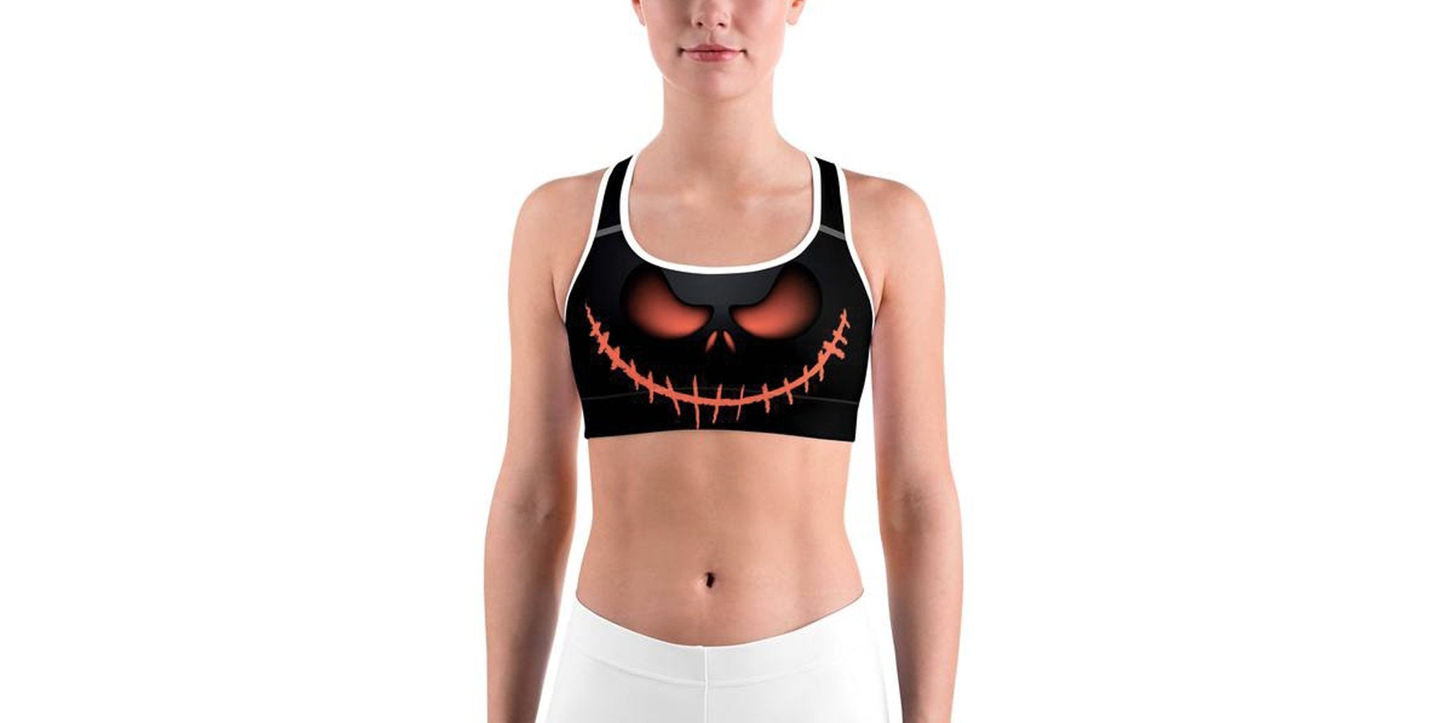 Woman in Freddy Krueger inspired print leggings, a Halloween fashion statement