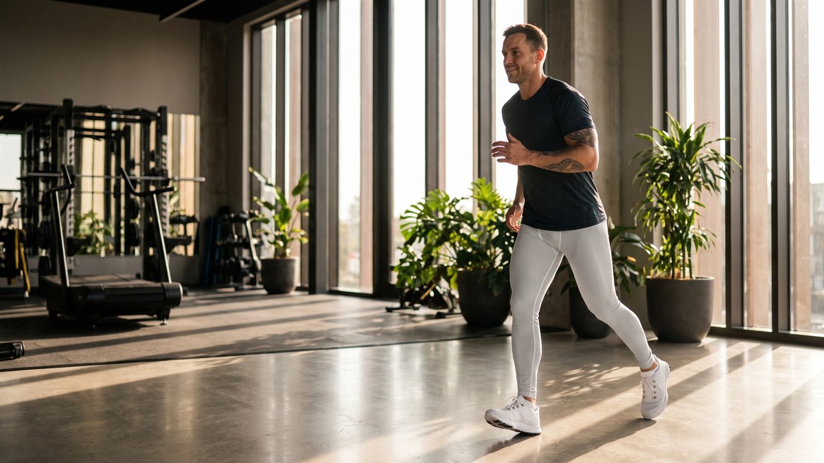 Lifestyle image of a model wearing Solid Dove Grey Meggings from GearBunch