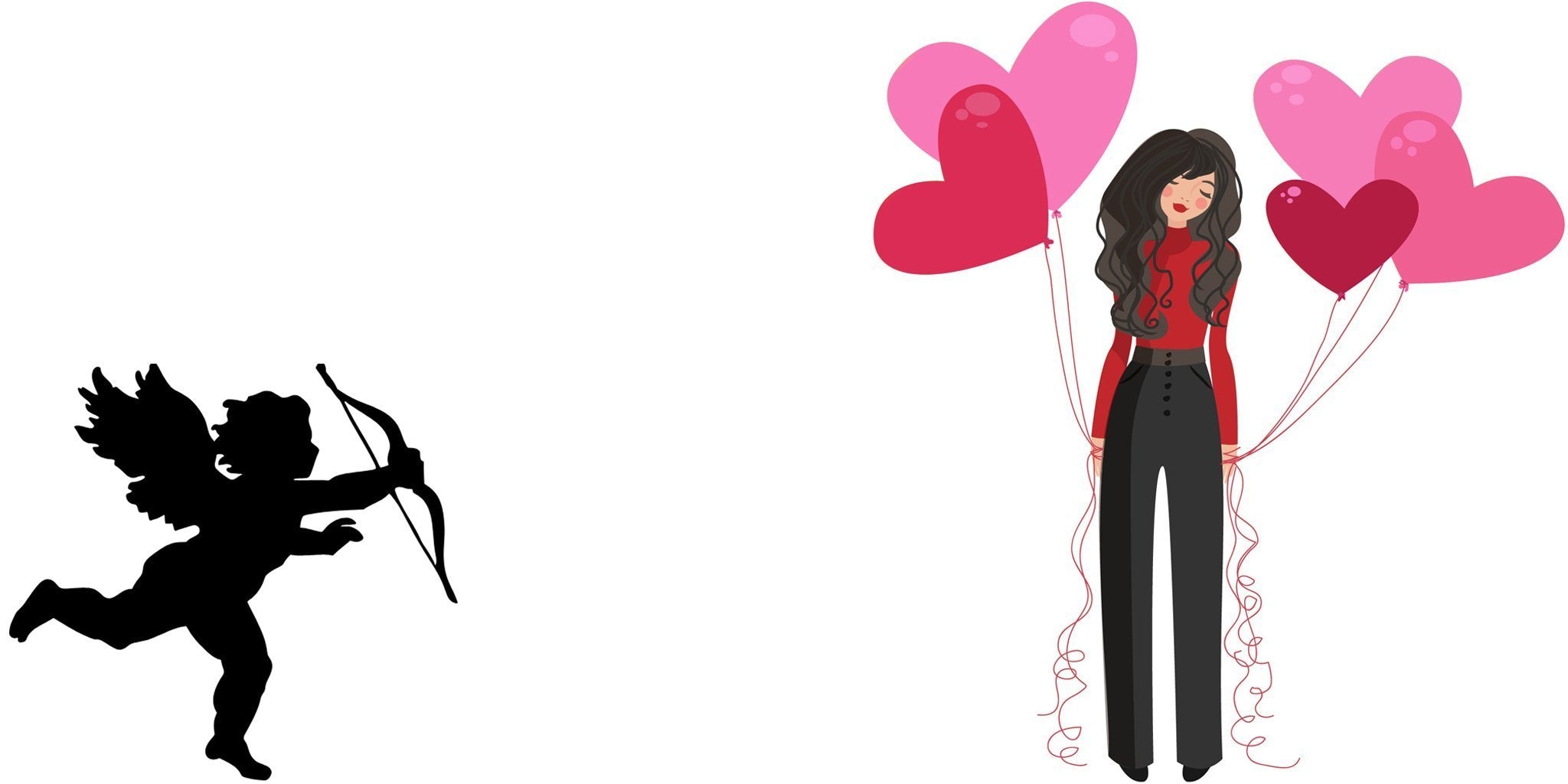 Woman in Cupid hoodie and jeans, styled for Valentine's Day