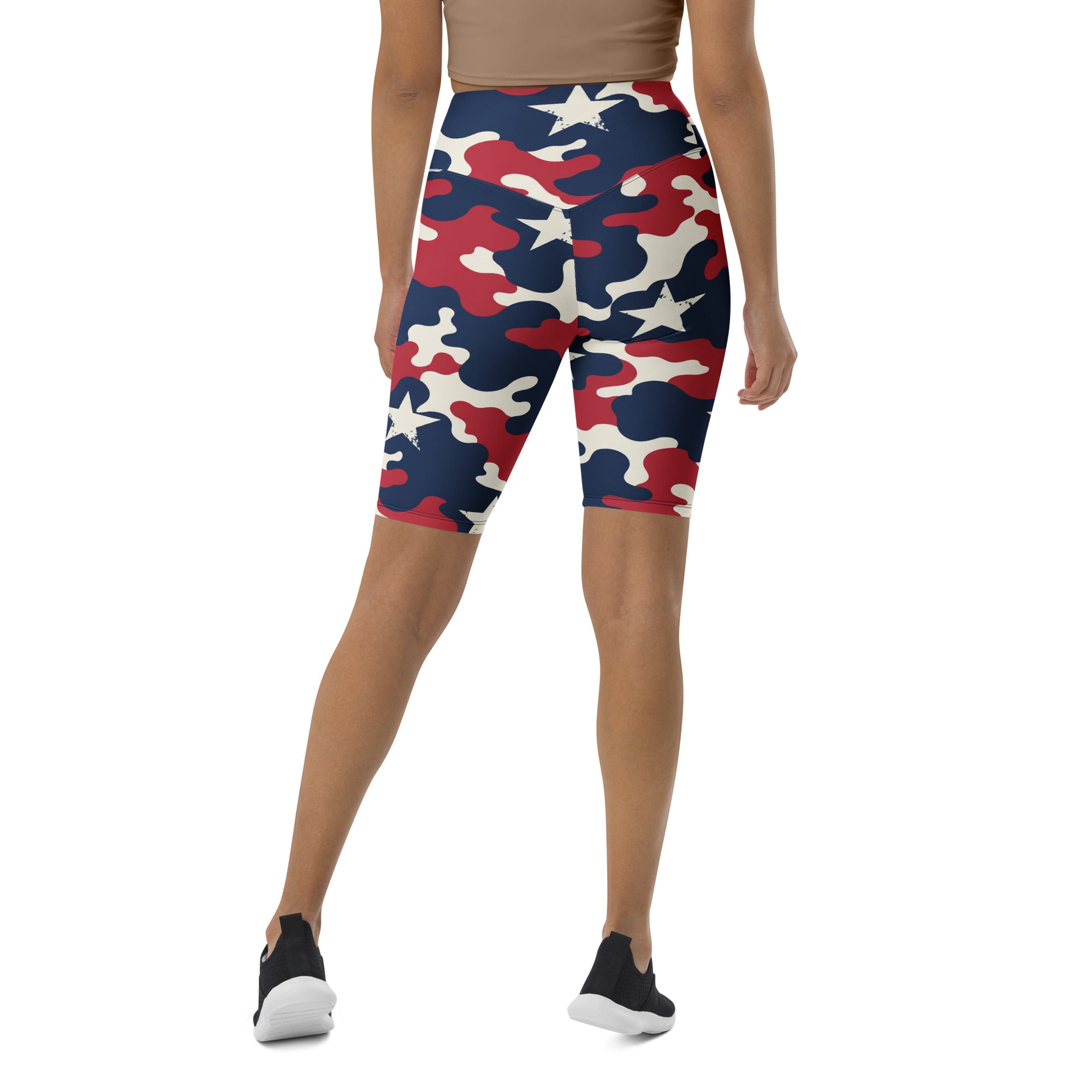 Red White Blue Camo Stars Bike Shorts | GearBunch