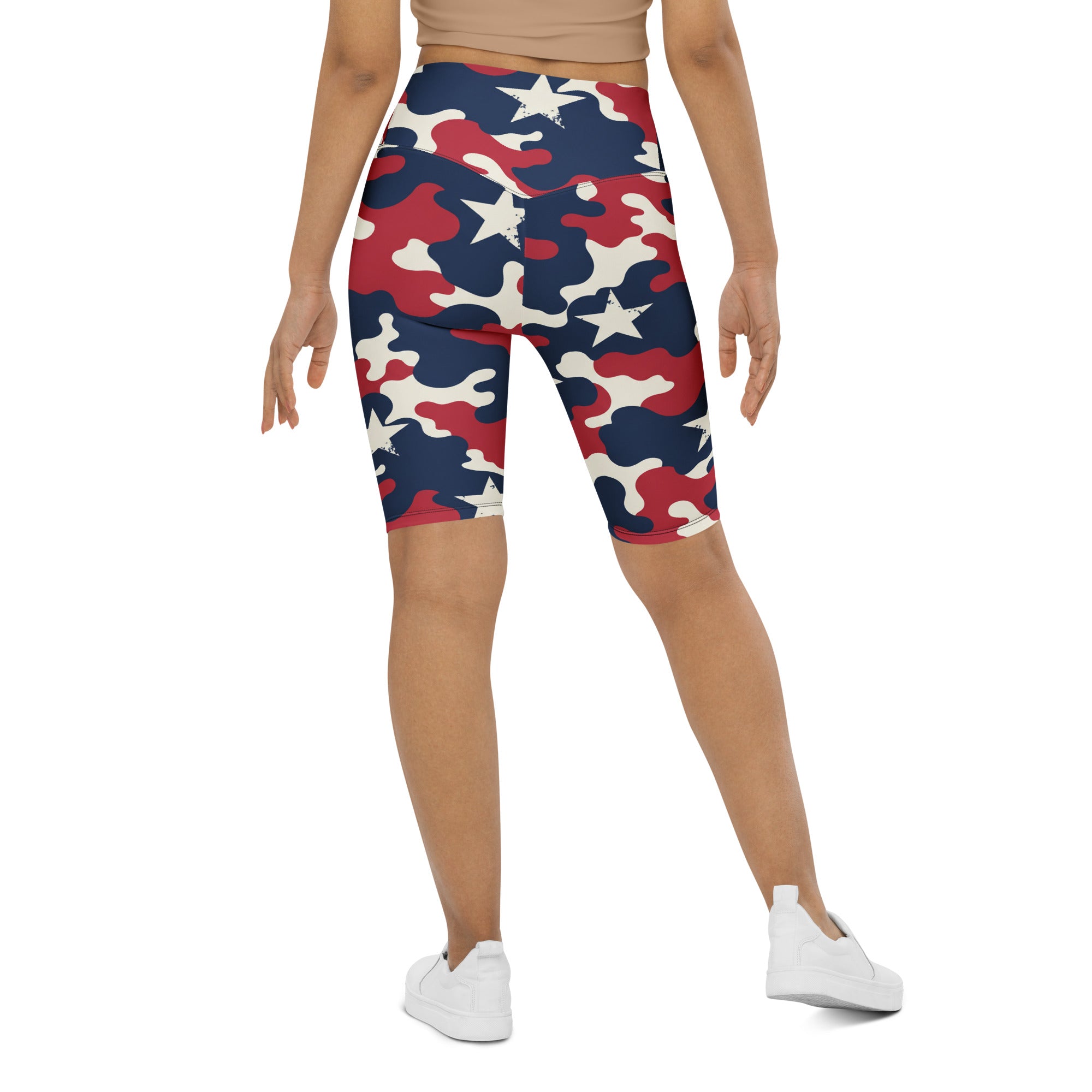 Red White Blue Camo Stars Bike Shorts | GearBunch