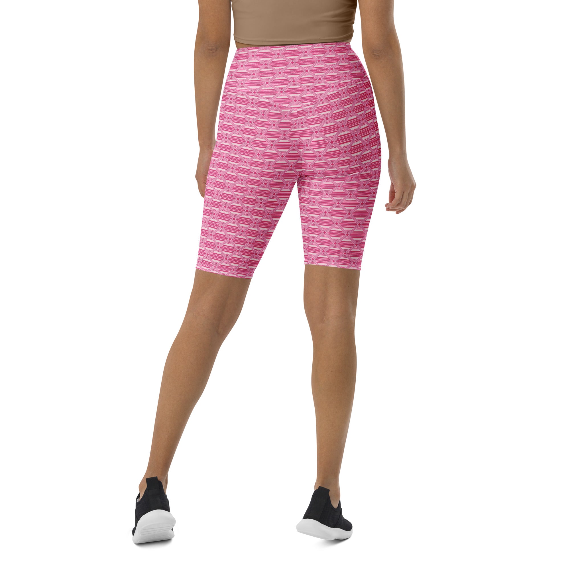 Pink Preppy Stripes Bike Shorts | GearBunch