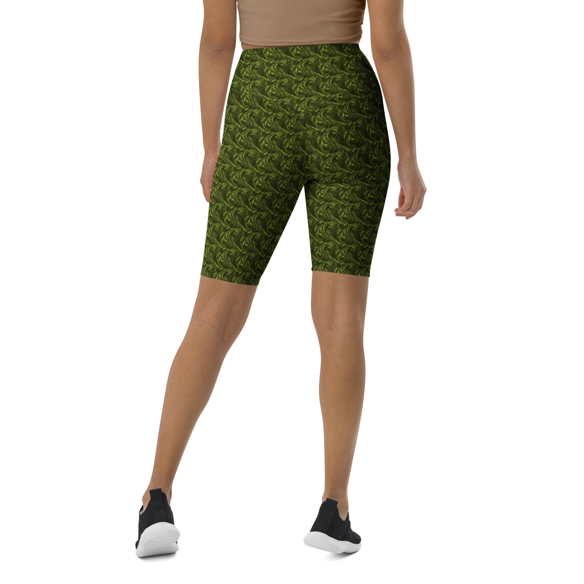 Olive Green Velvet Bike Shorts | GearBunch