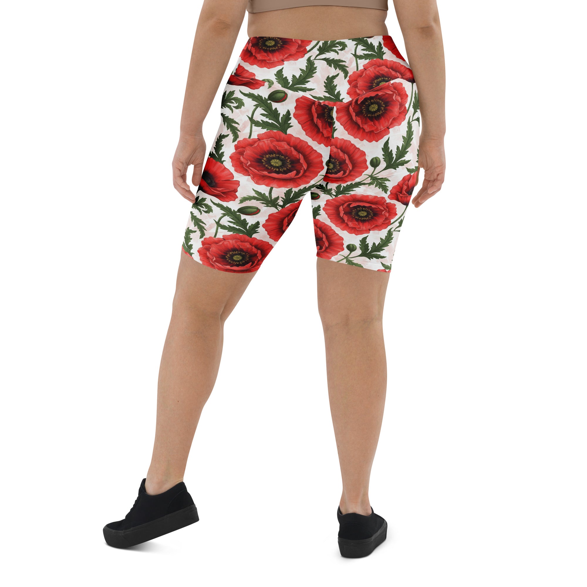 Whimsical Garden Poppies Bike Shorts | GearBunch