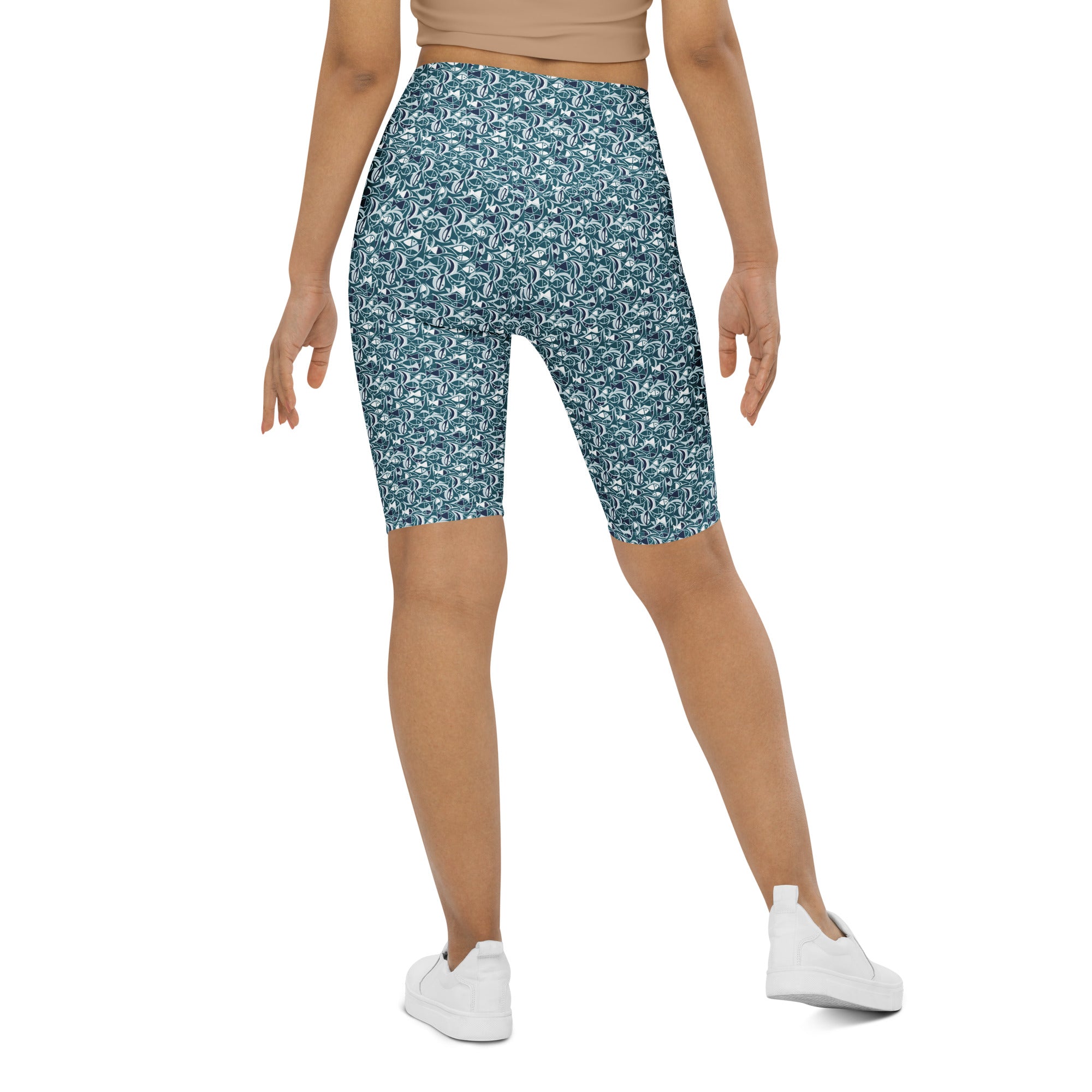 Ichthys Fish and Waves Bike Shorts | GearBunch