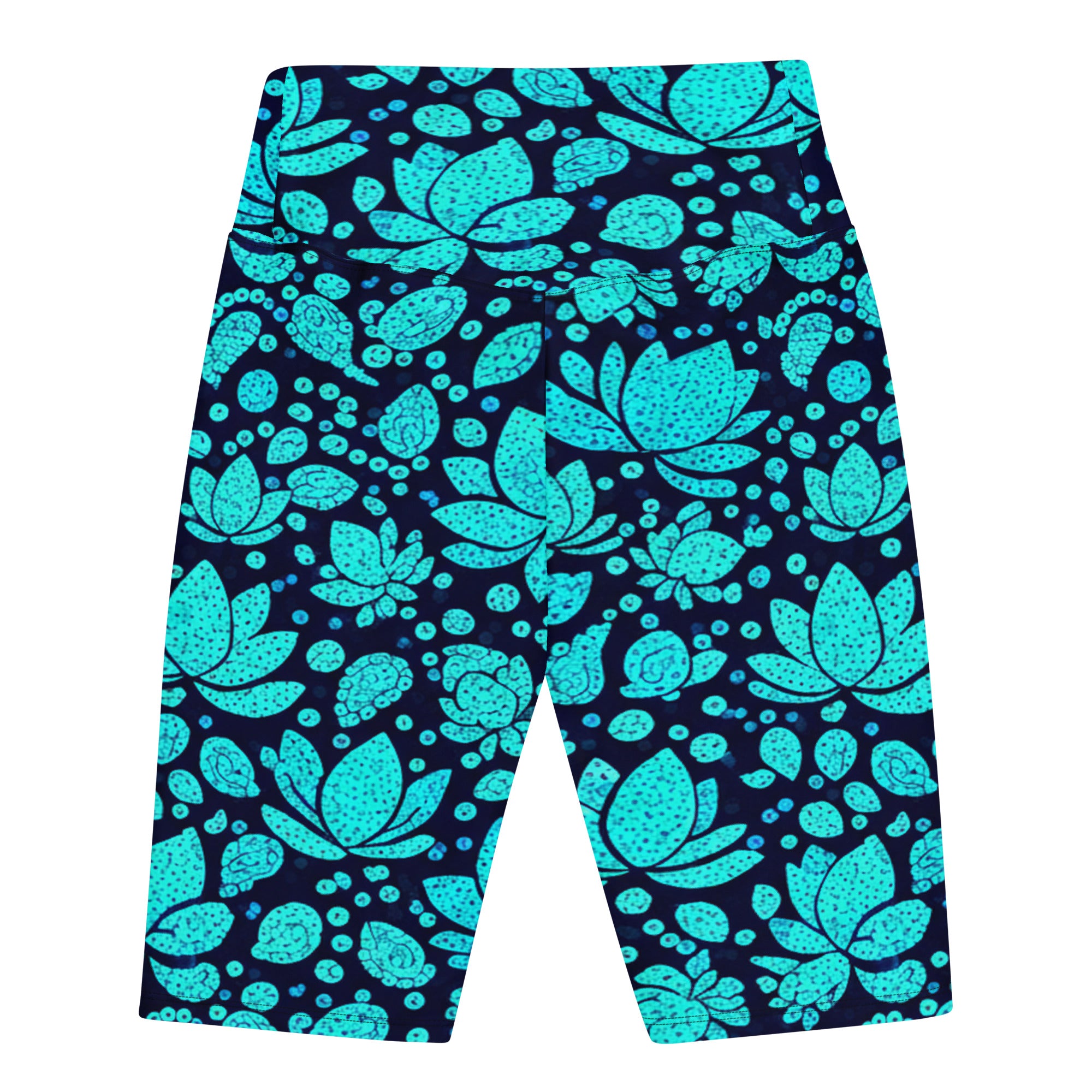 Teal Paillette Lotus Bike Shorts | GearBunch