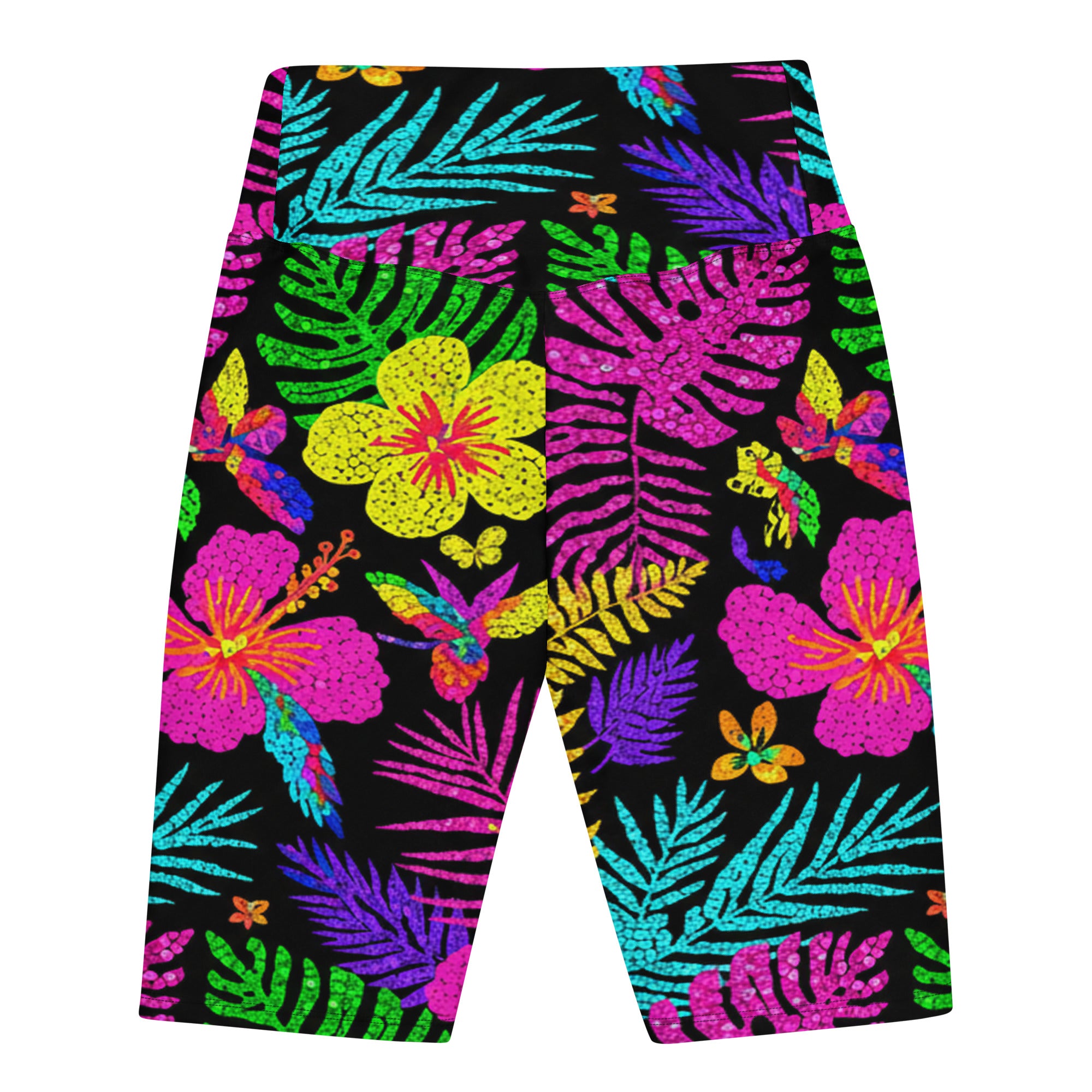 Rainbow Paillette Tropical Bike Shorts | GearBunch
