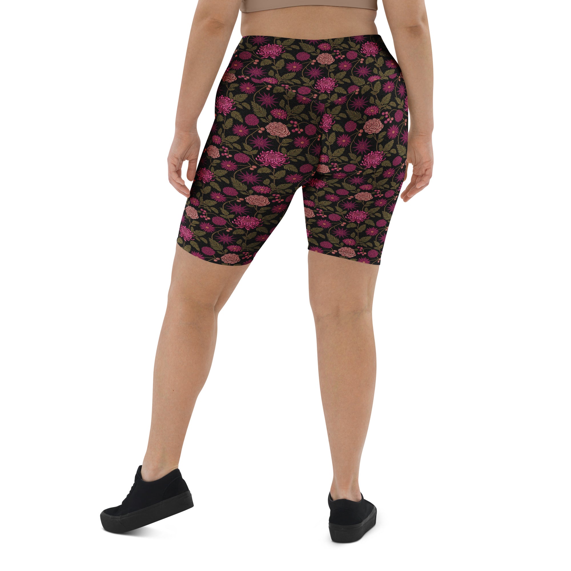 Midnight Paillette Peony Bike Shorts | GearBunch