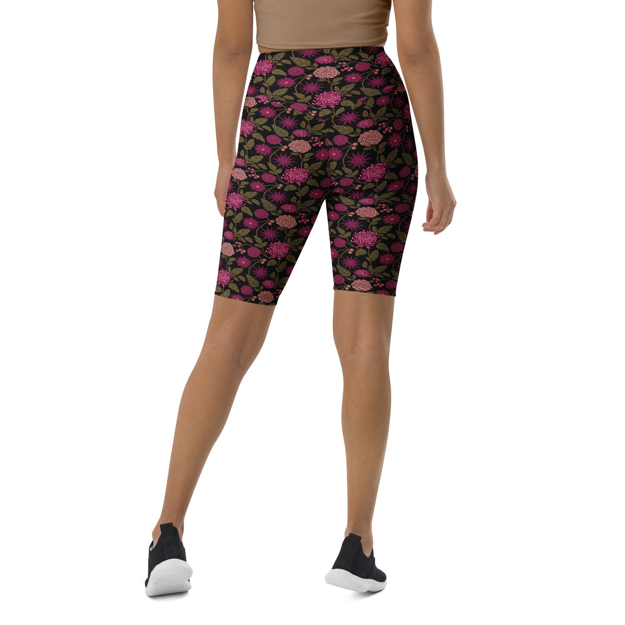 Midnight Paillette Peony Bike Shorts | GearBunch