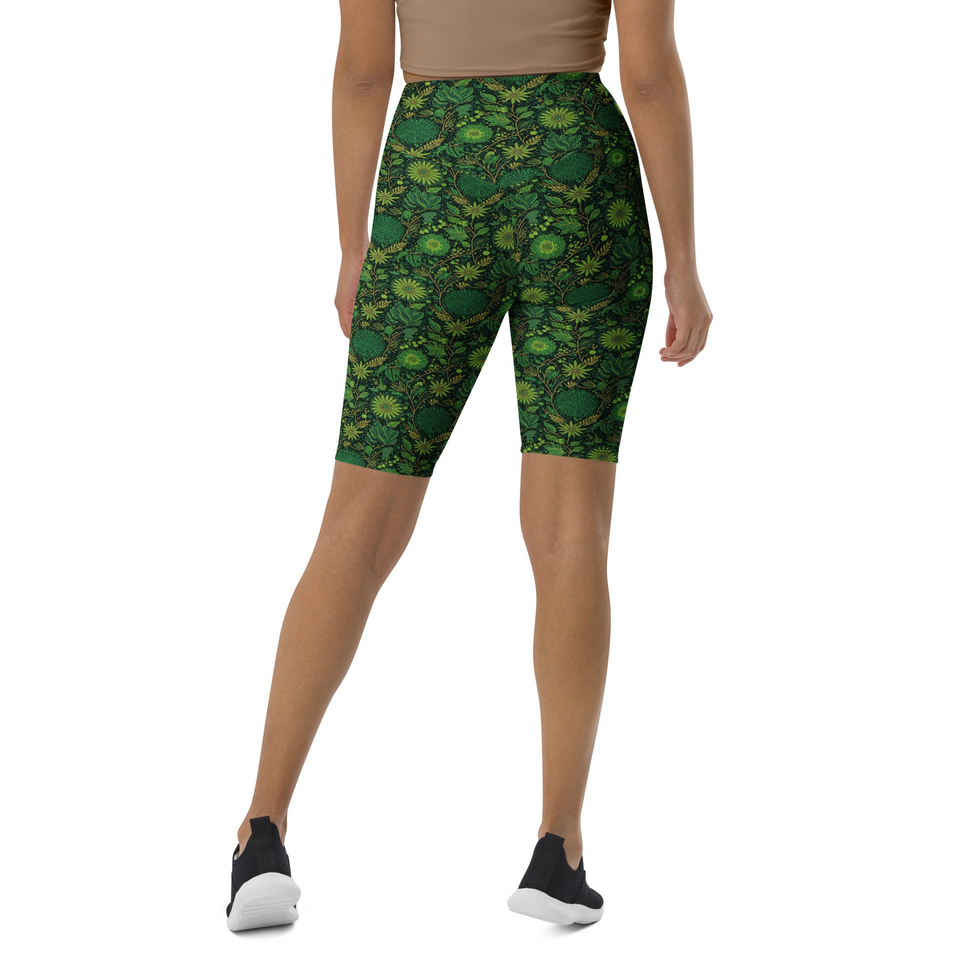 Emerald Paillette Jungle Bike Shorts | GearBunch