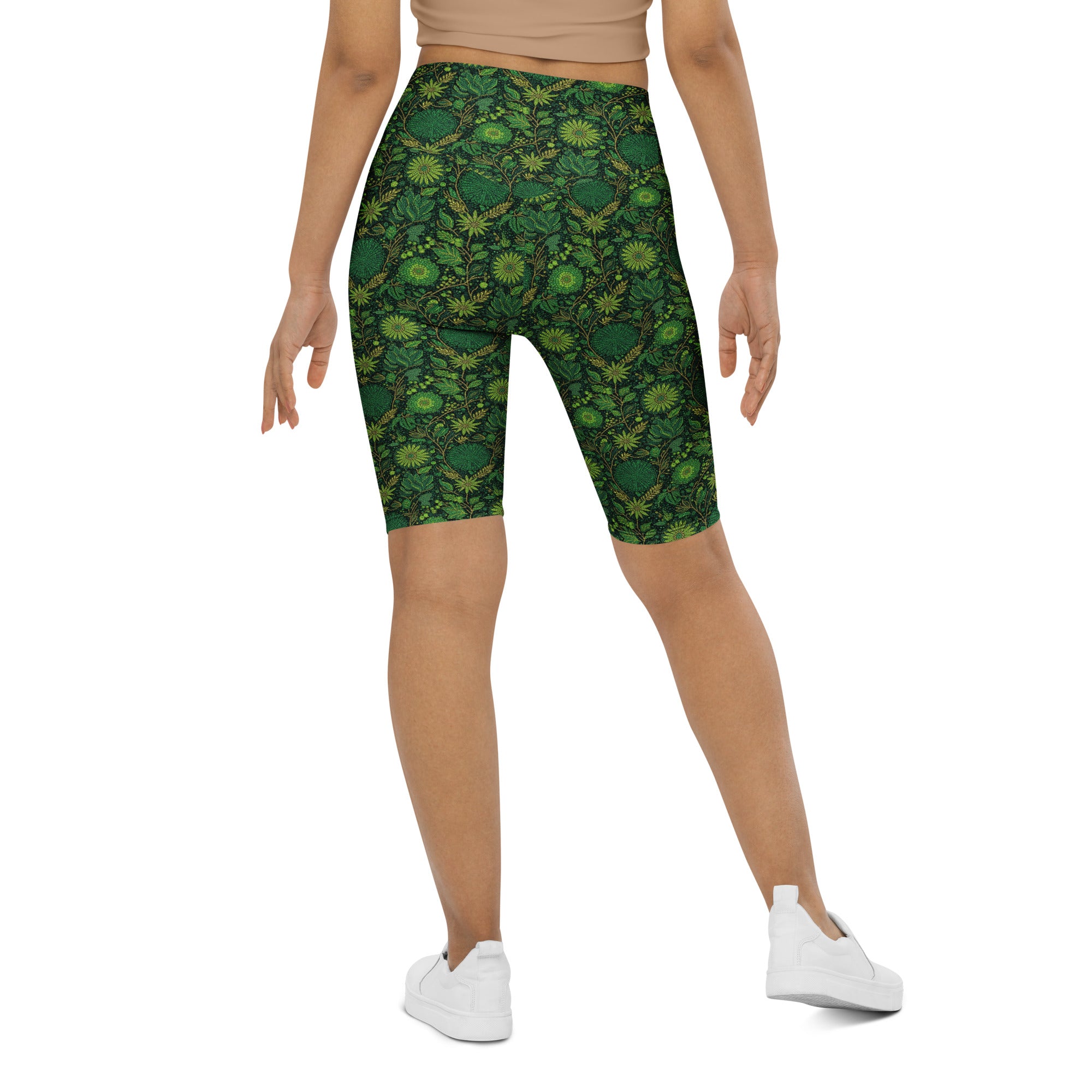 Emerald Paillette Jungle Bike Shorts | GearBunch