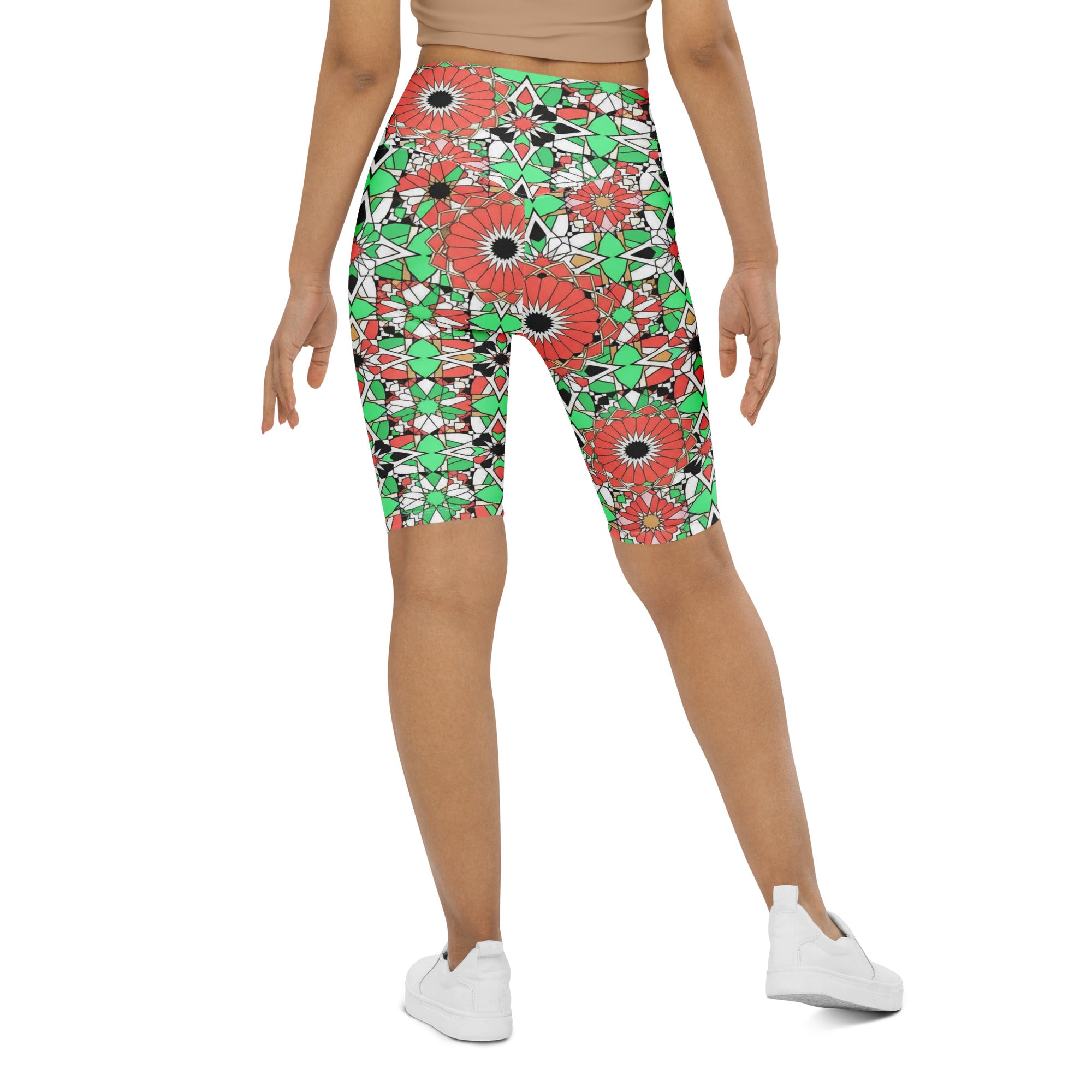 Zellige Coral Mint Bike Shorts | GearBunch