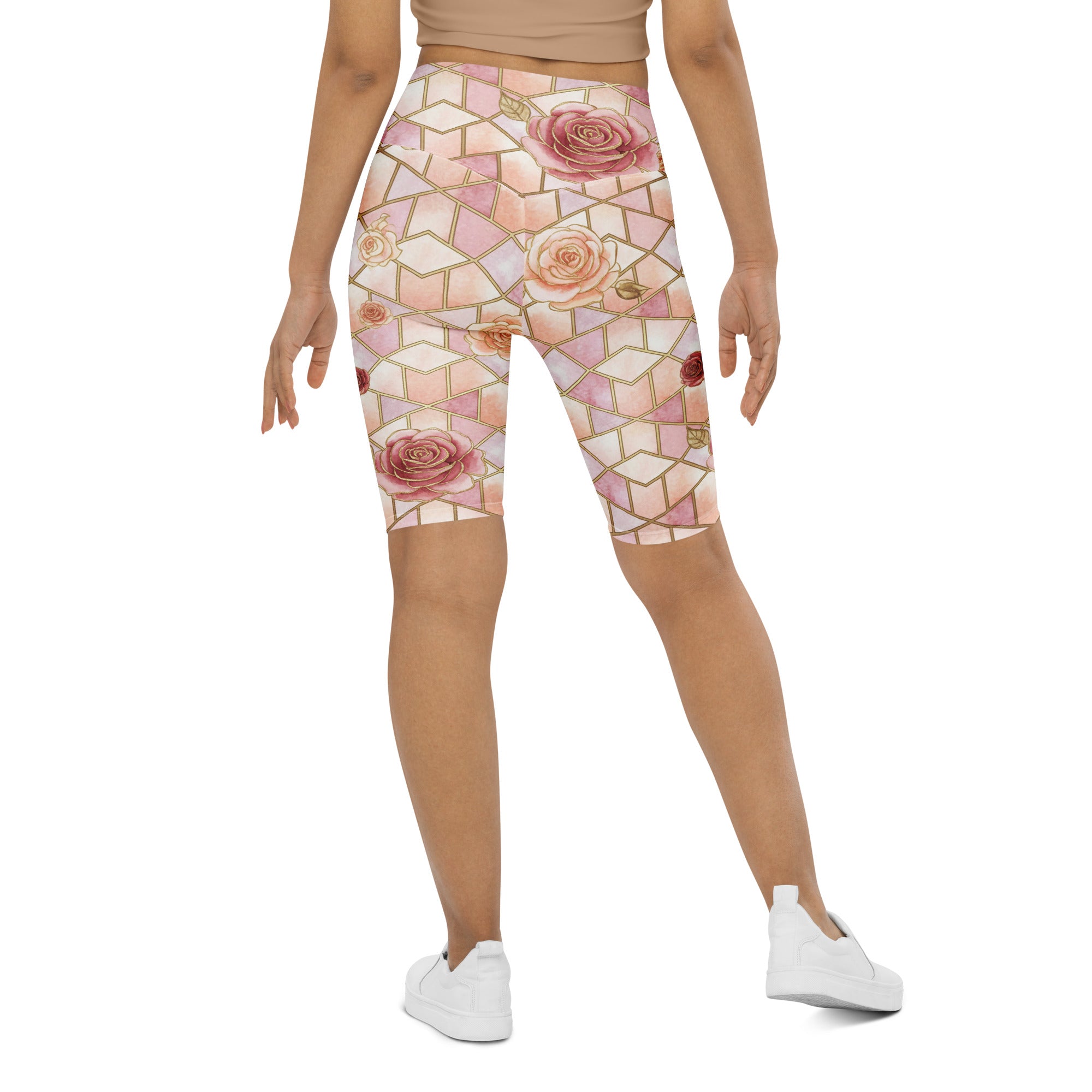 Rose Quartz Geometric Bike Shorts | GearBunch