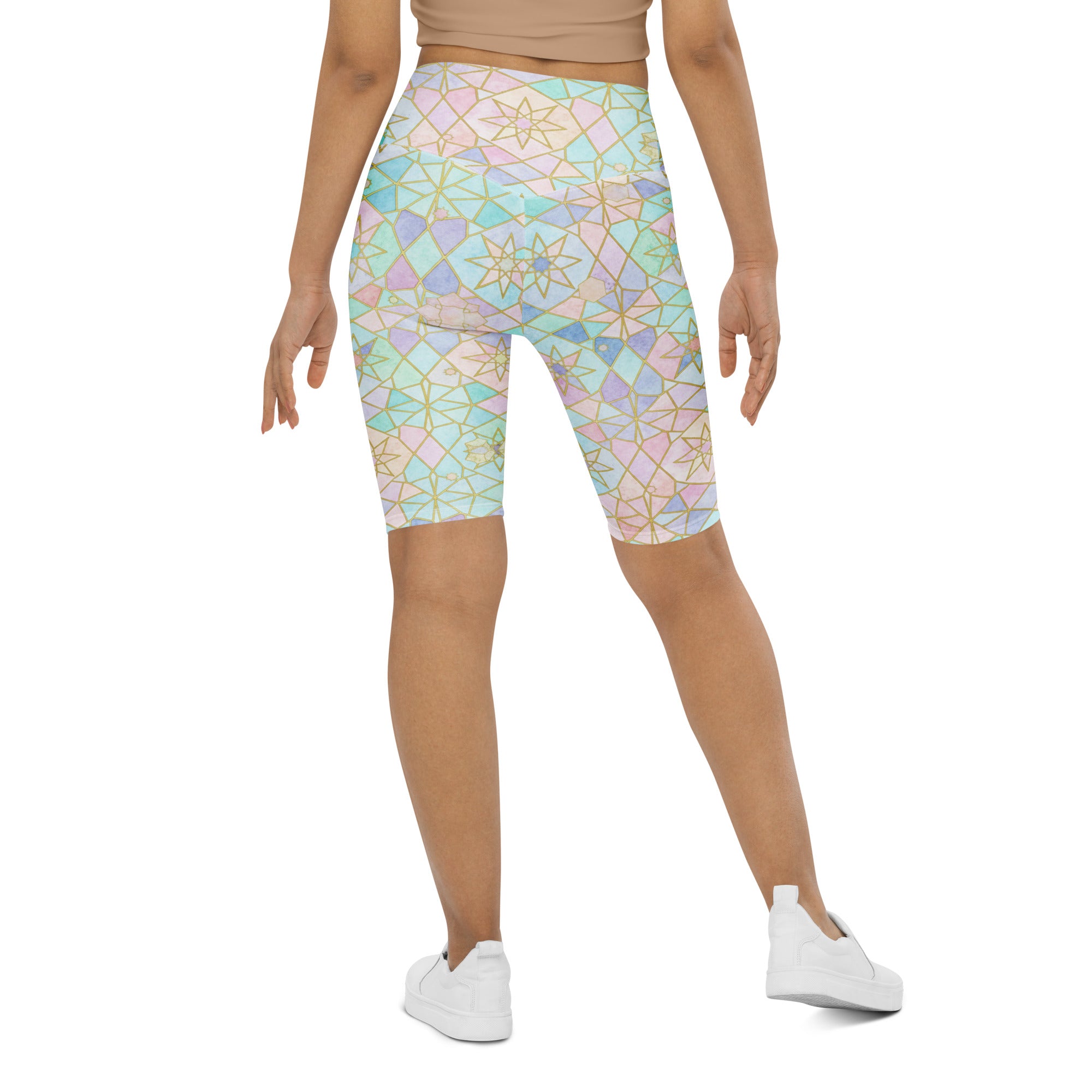 Arabic Watercolour Pastel Rainbow Bike Shorts | GearBunch
