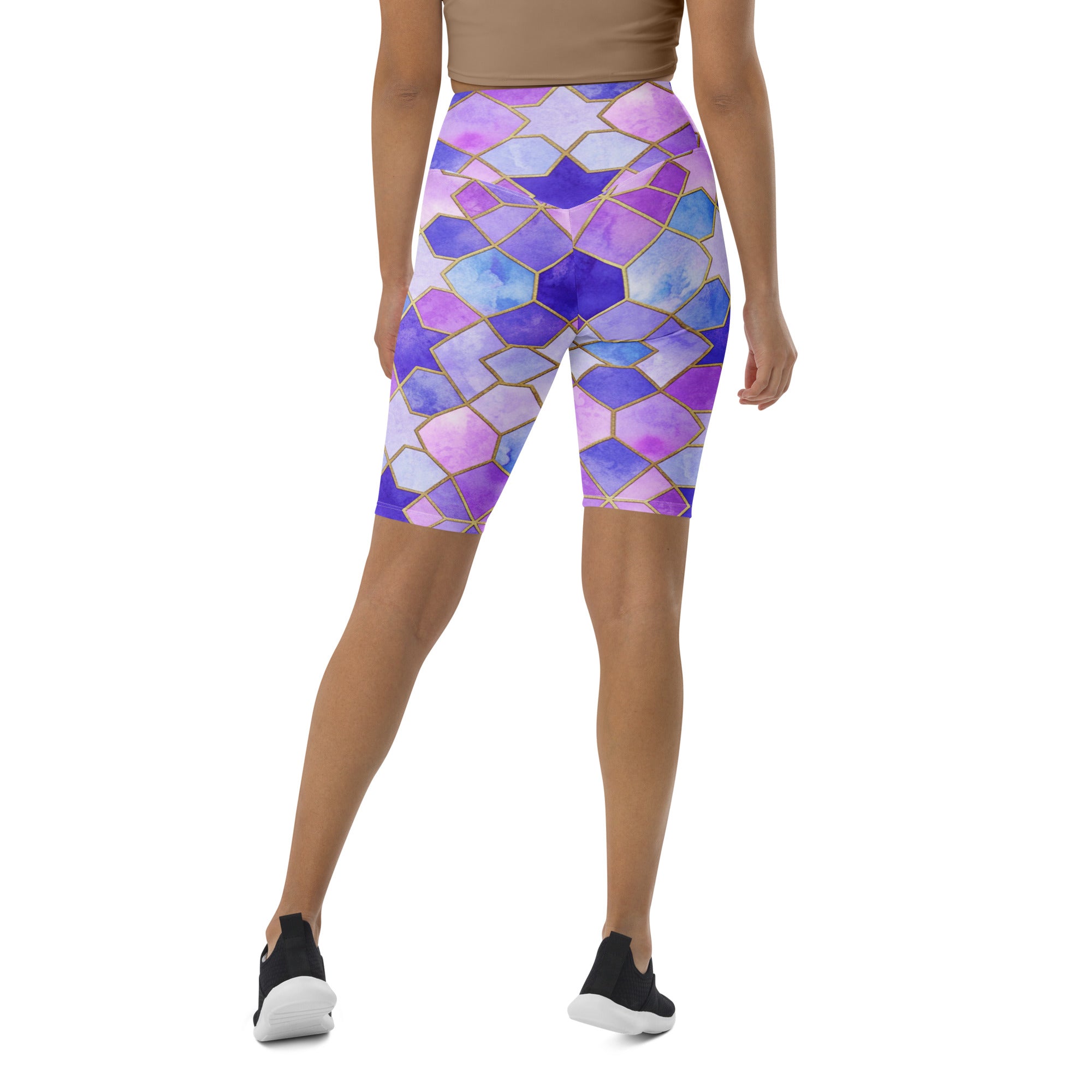 Arabic Watercolour Lavender Fields Bike Shorts | GearBunch