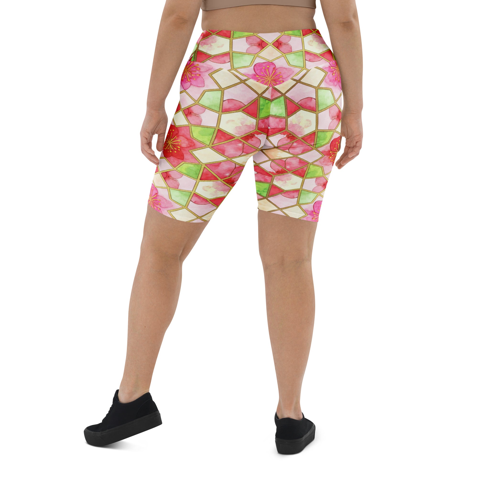 Arabic Watercolour Cherry Blossom Bike Shorts | GearBunch