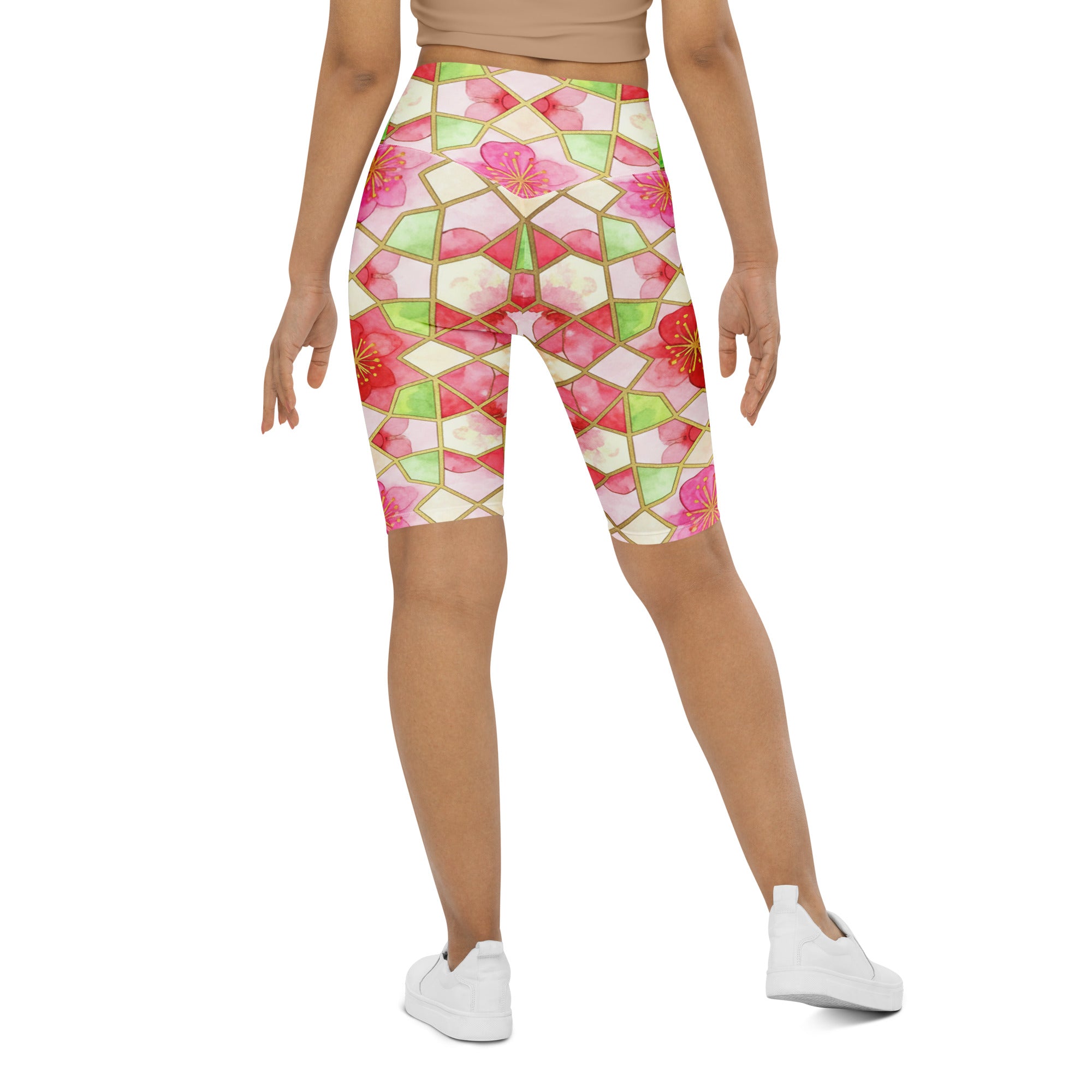 Arabic Watercolour Cherry Blossom Bike Shorts | GearBunch