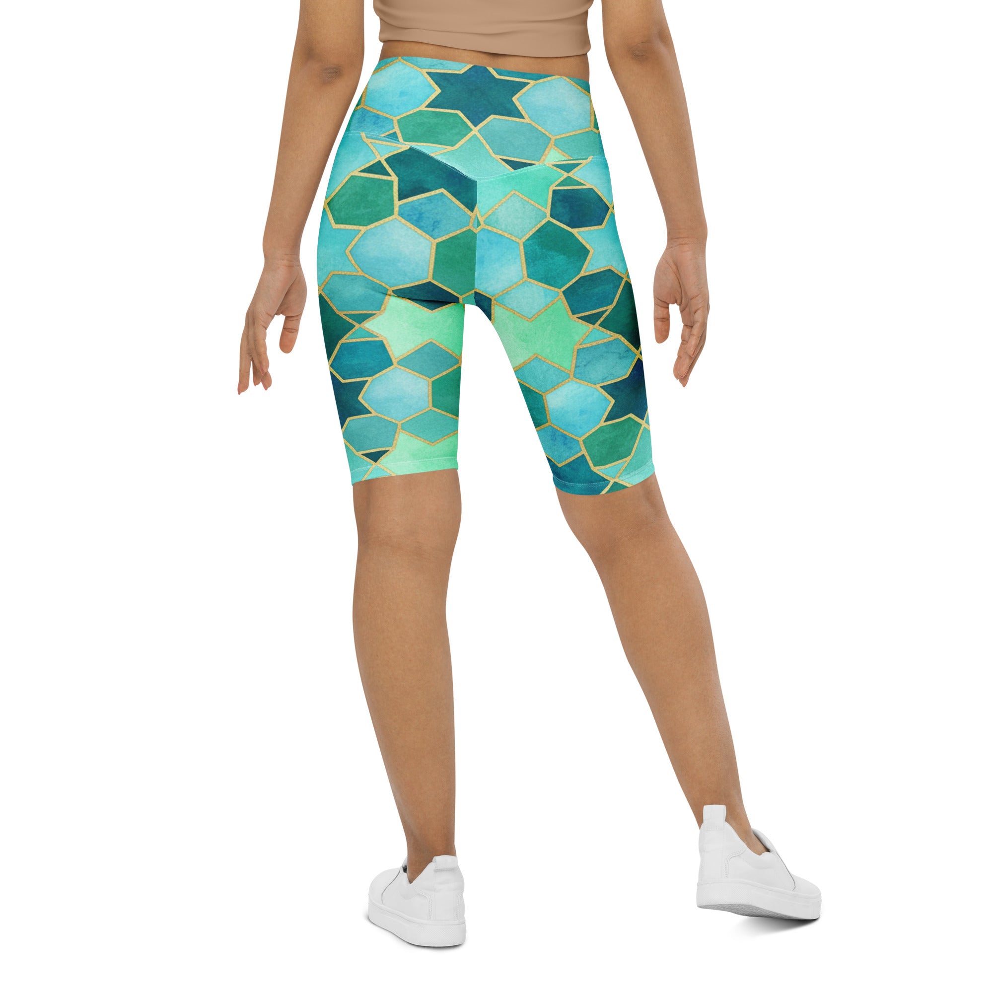 Arabic Watercolour Lagoon Bike Shorts | GearBunch
