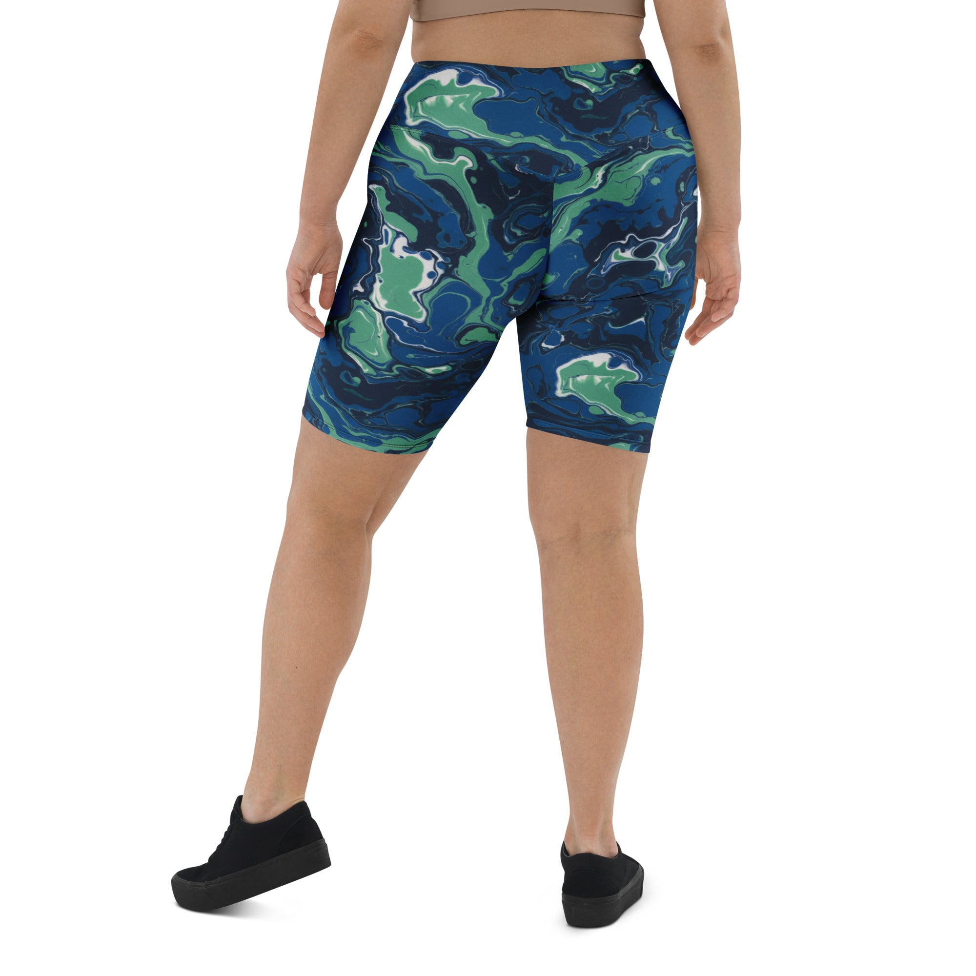 Liquid Marble Ocean Current Bike Shorts | GearBunch