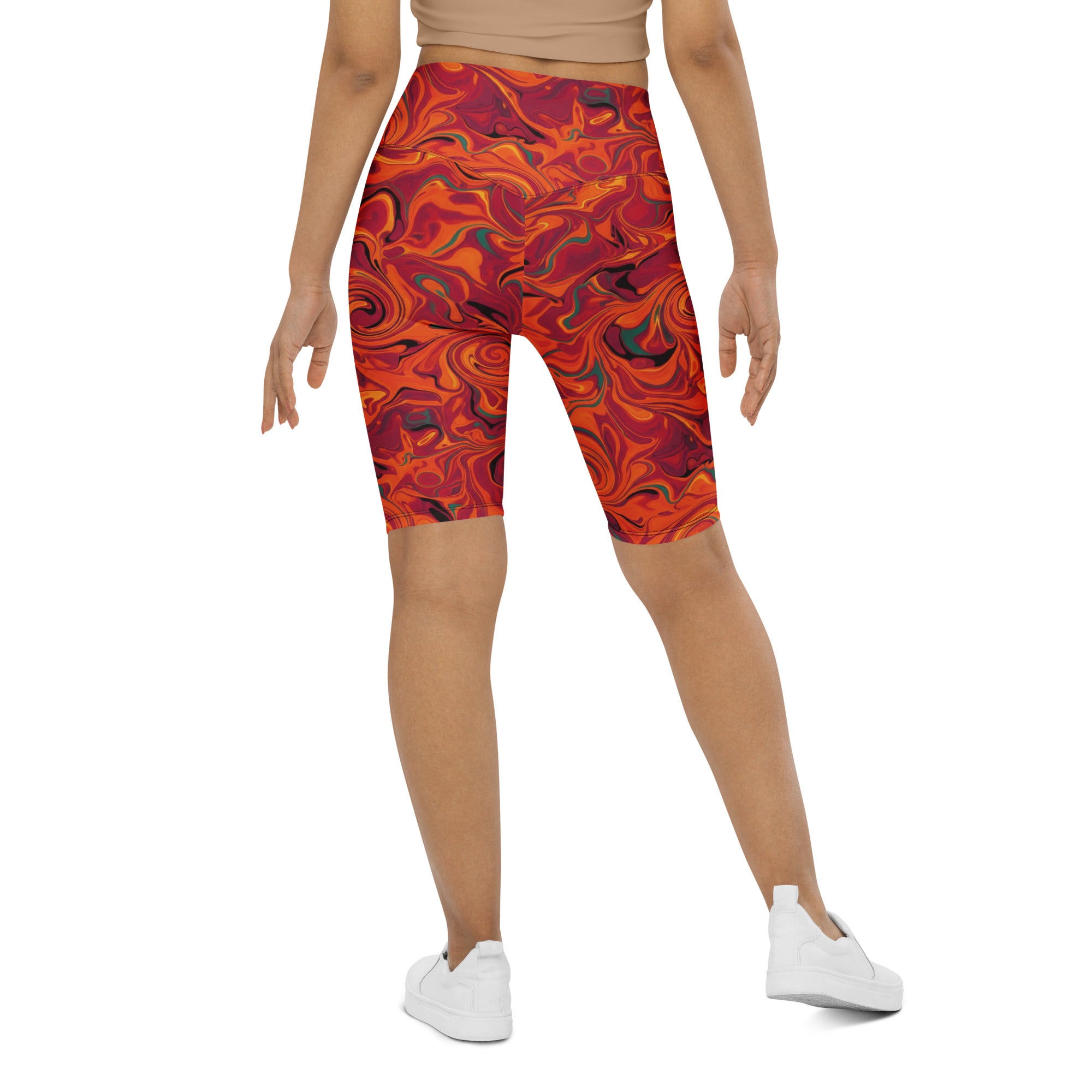 Liquid Marble Fire Opal Bike Shorts | GearBunch