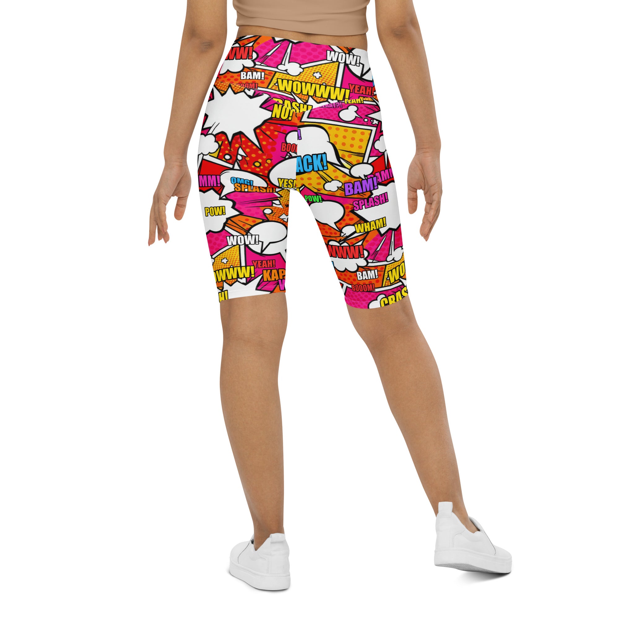 Comic Pop Sunset Orange Bike Shorts | GearBunch