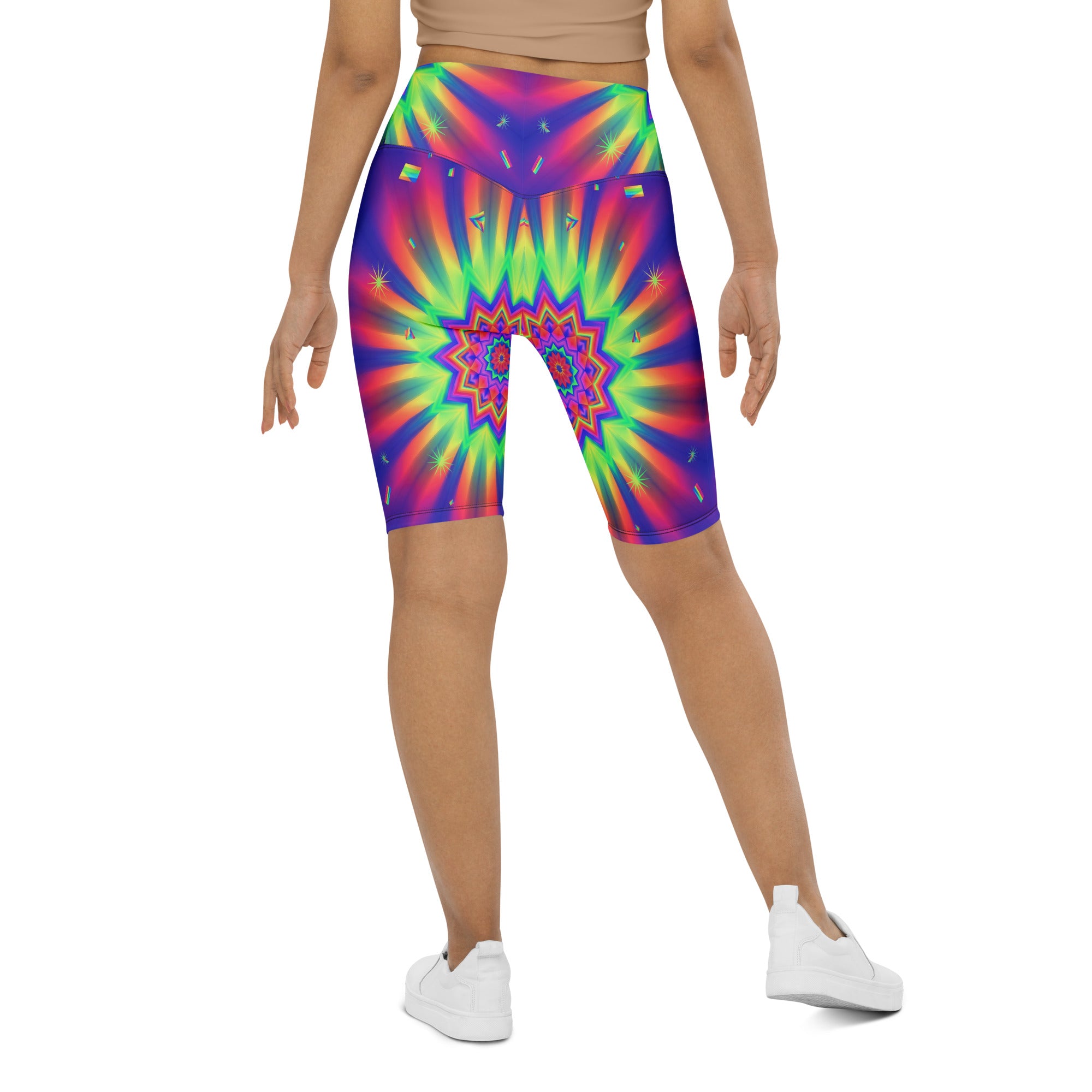 Psychedelic Starburst Prism Bike Shorts | GearBunch