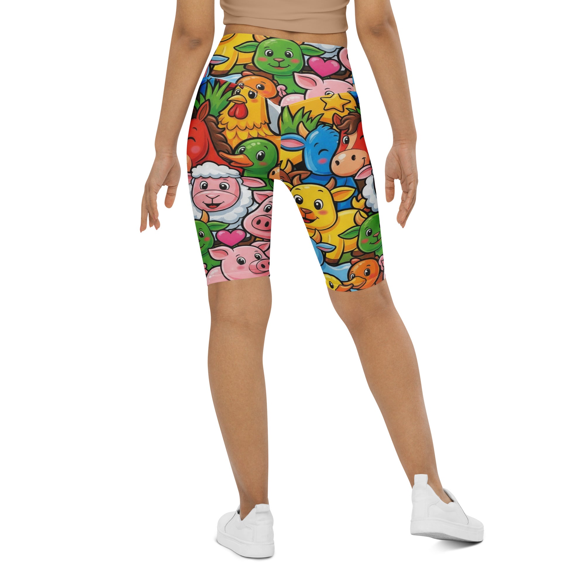 Vibrant Farm Animals Bike Shorts | GearBunch