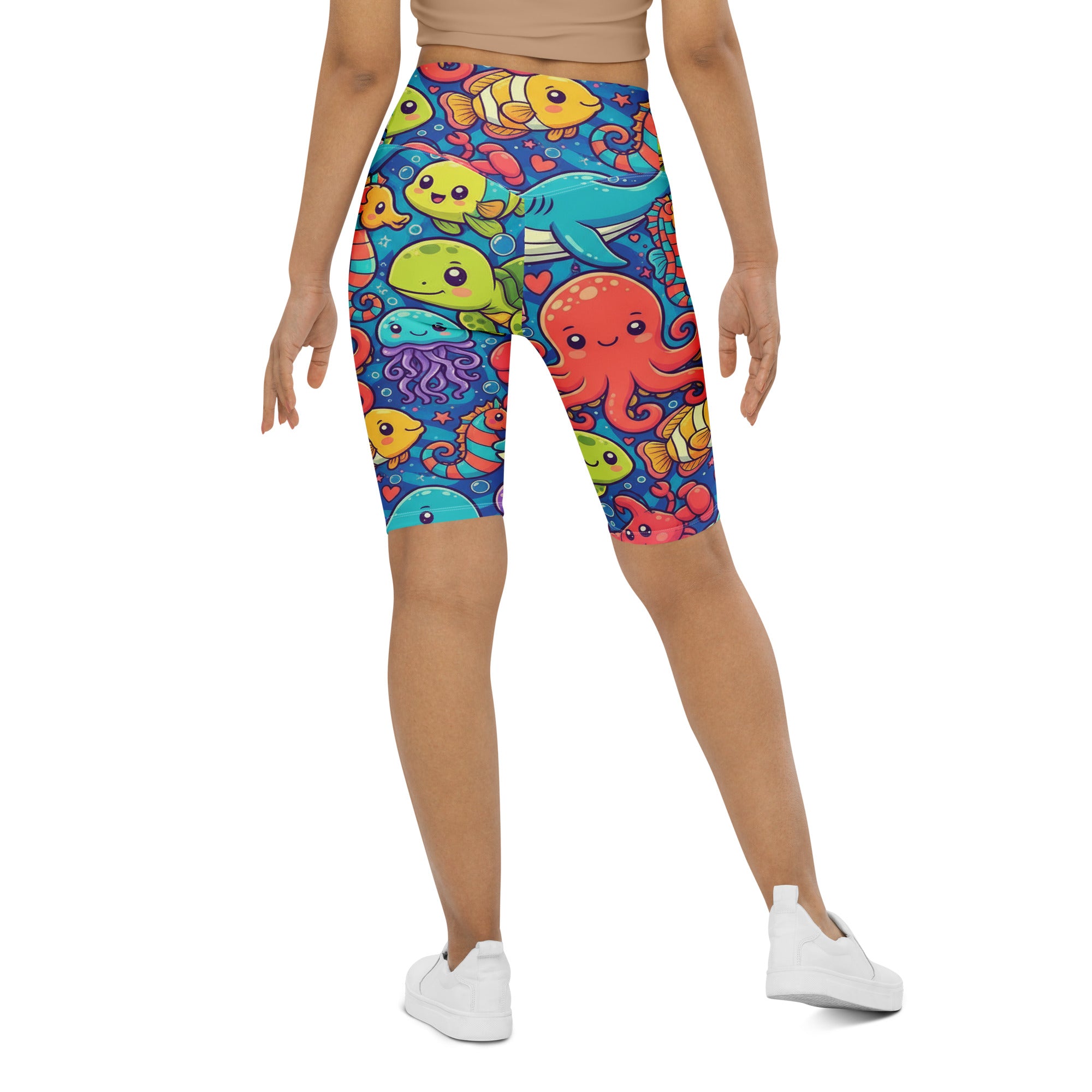 Vibrant Under the Sea Bike Shorts | GearBunch