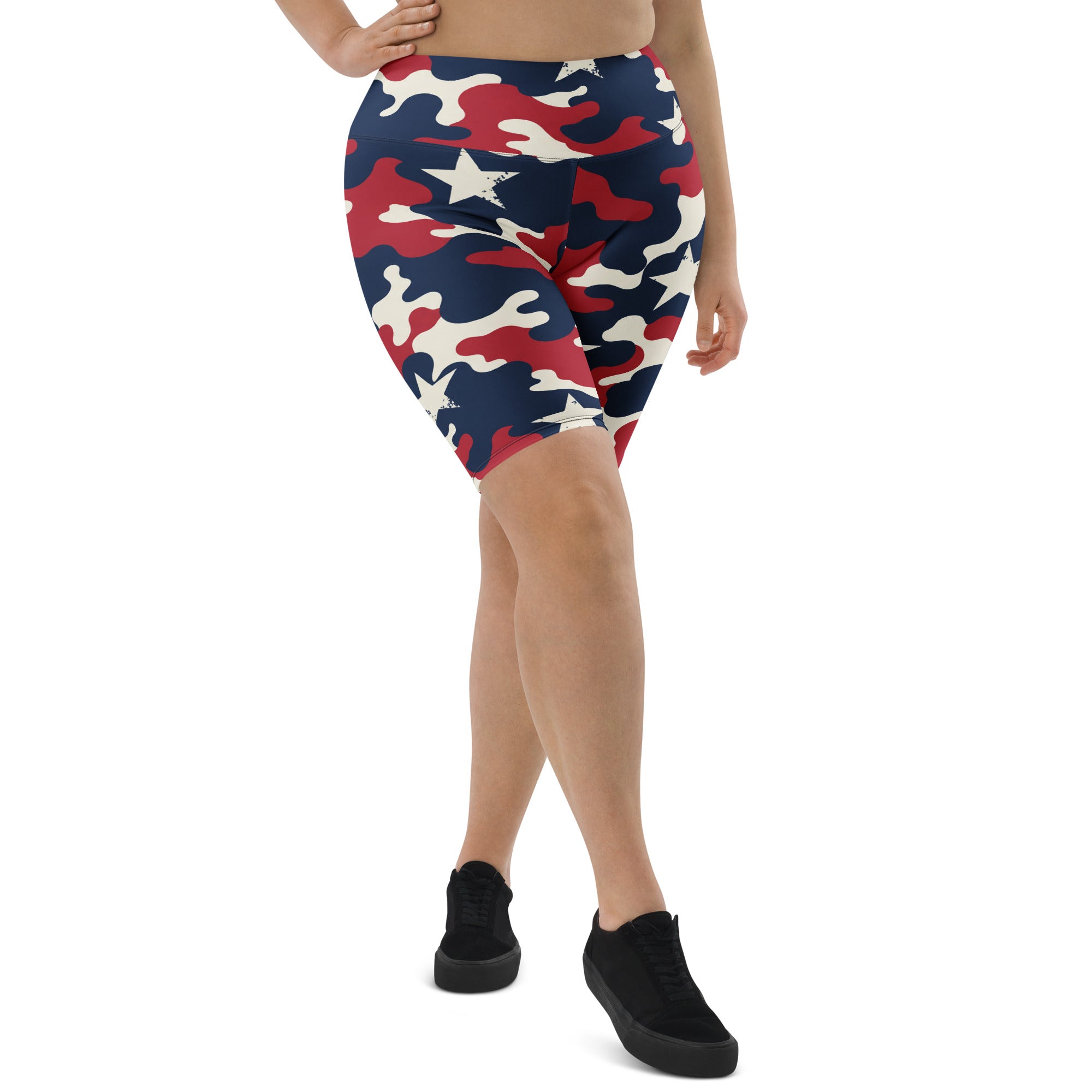 Red White Blue Camo Stars Bike Shorts | GearBunch