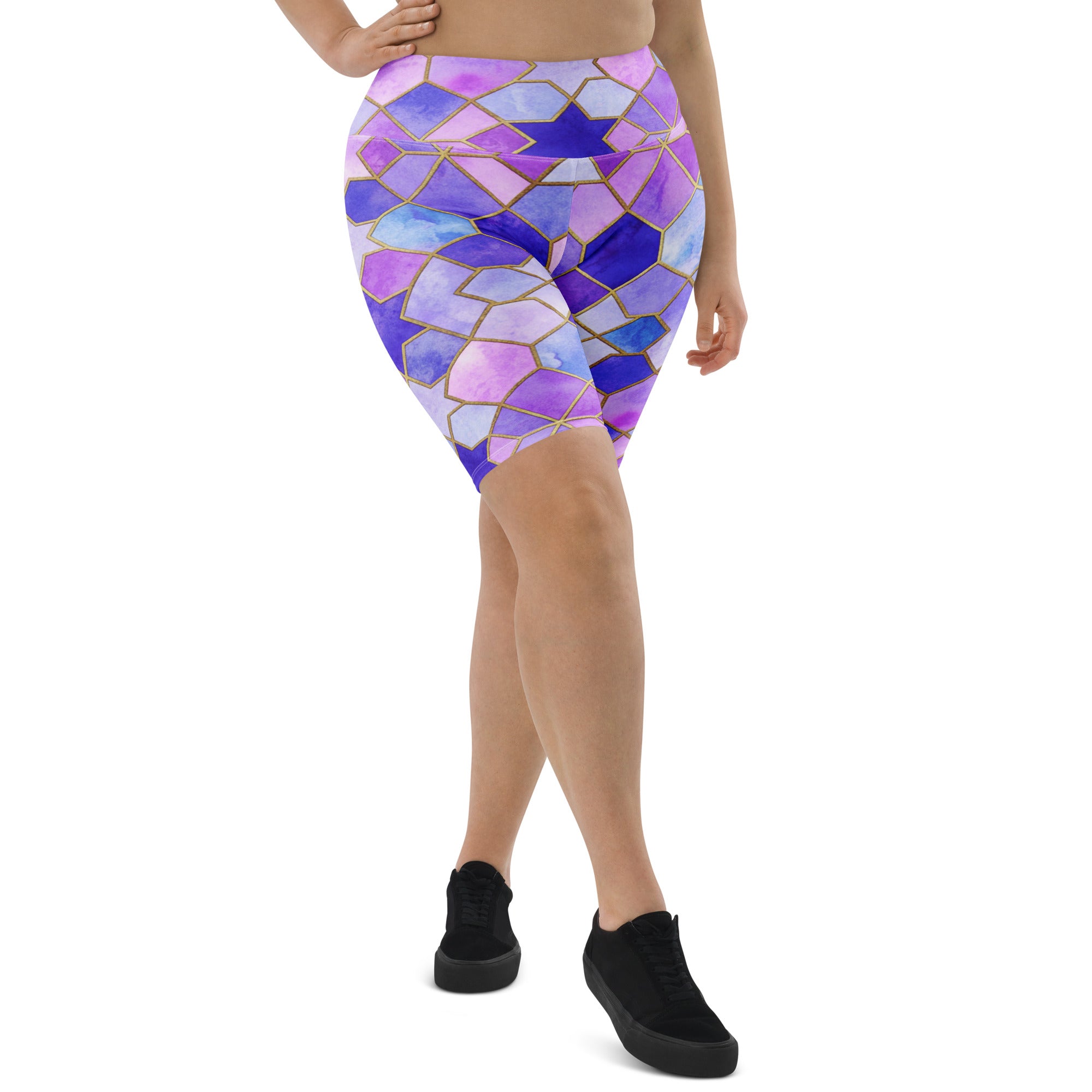 Arabic Watercolour Lavender Fields Bike Shorts | GearBunch