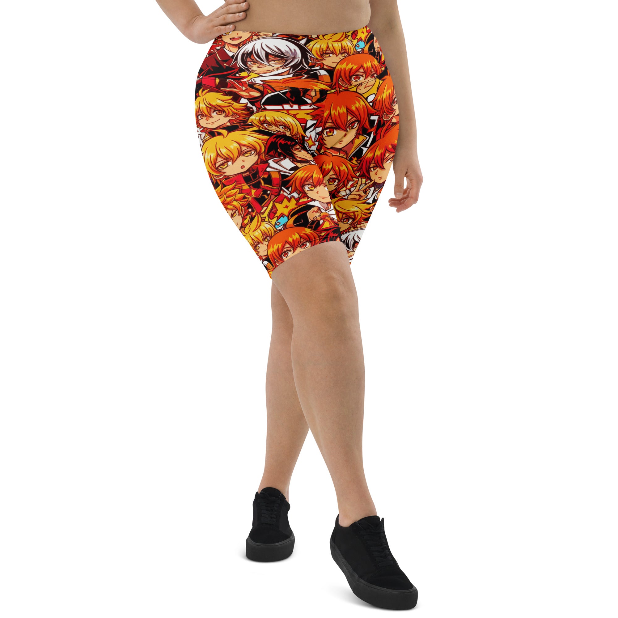 Anime Collage Fire Spirit Bike Shorts | GearBunch