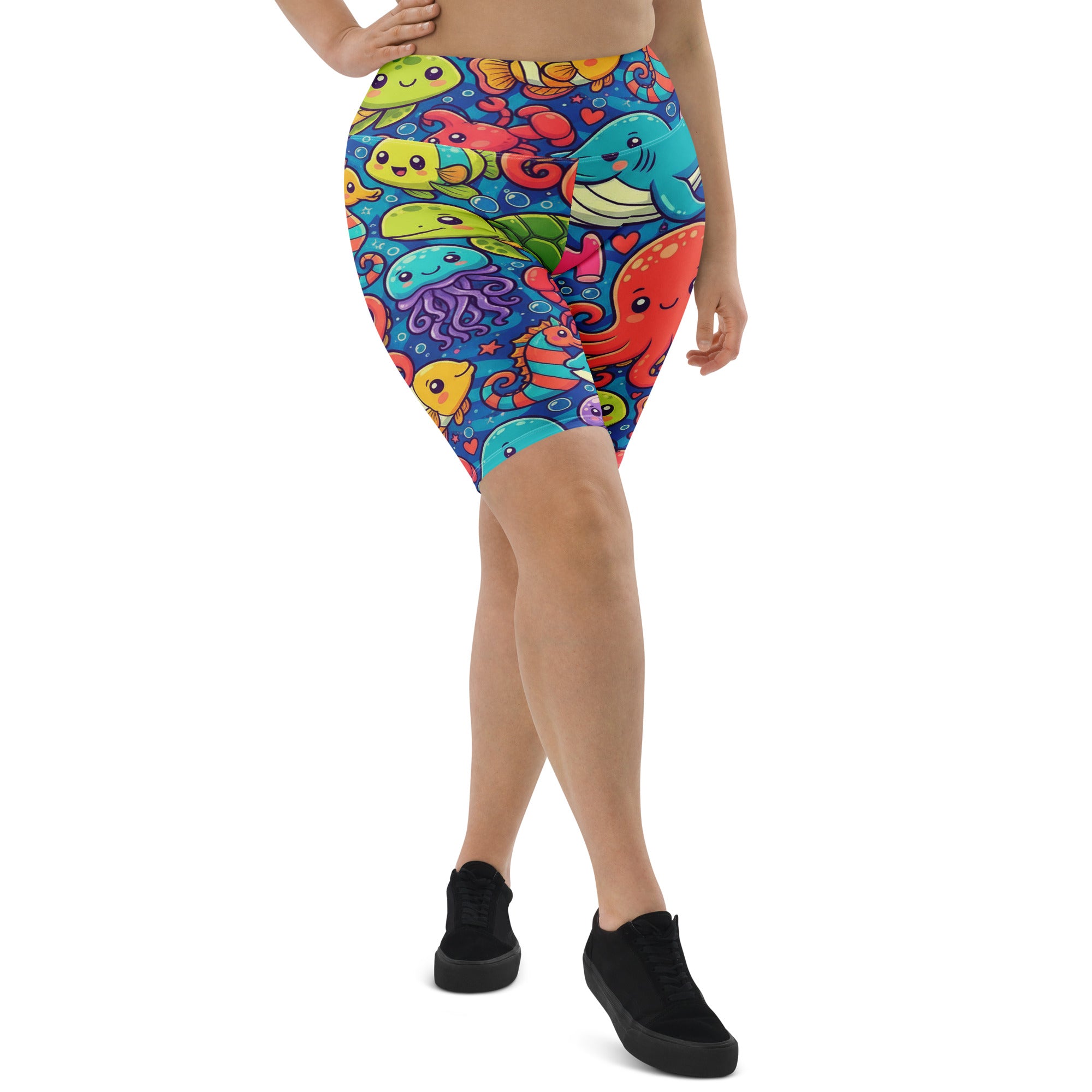 Vibrant Under the Sea Bike Shorts | GearBunch