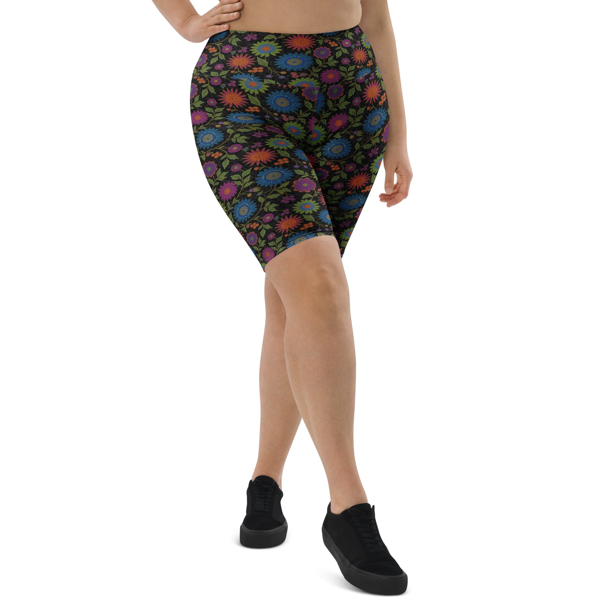 Rainbow Paillette Botanical Bike Shorts | GearBunch