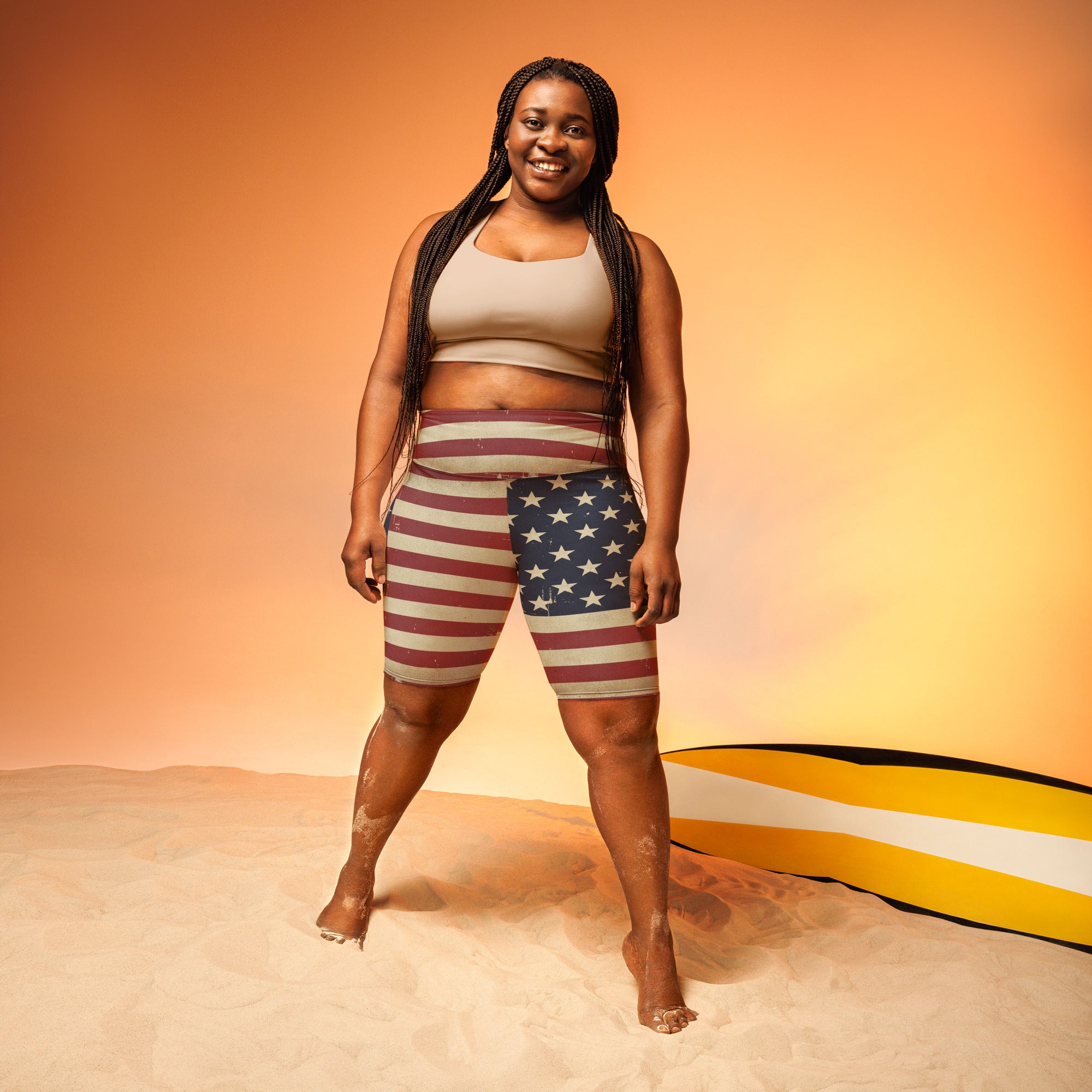 Vintage Distressed American Flag Bike Shorts | GearBunch