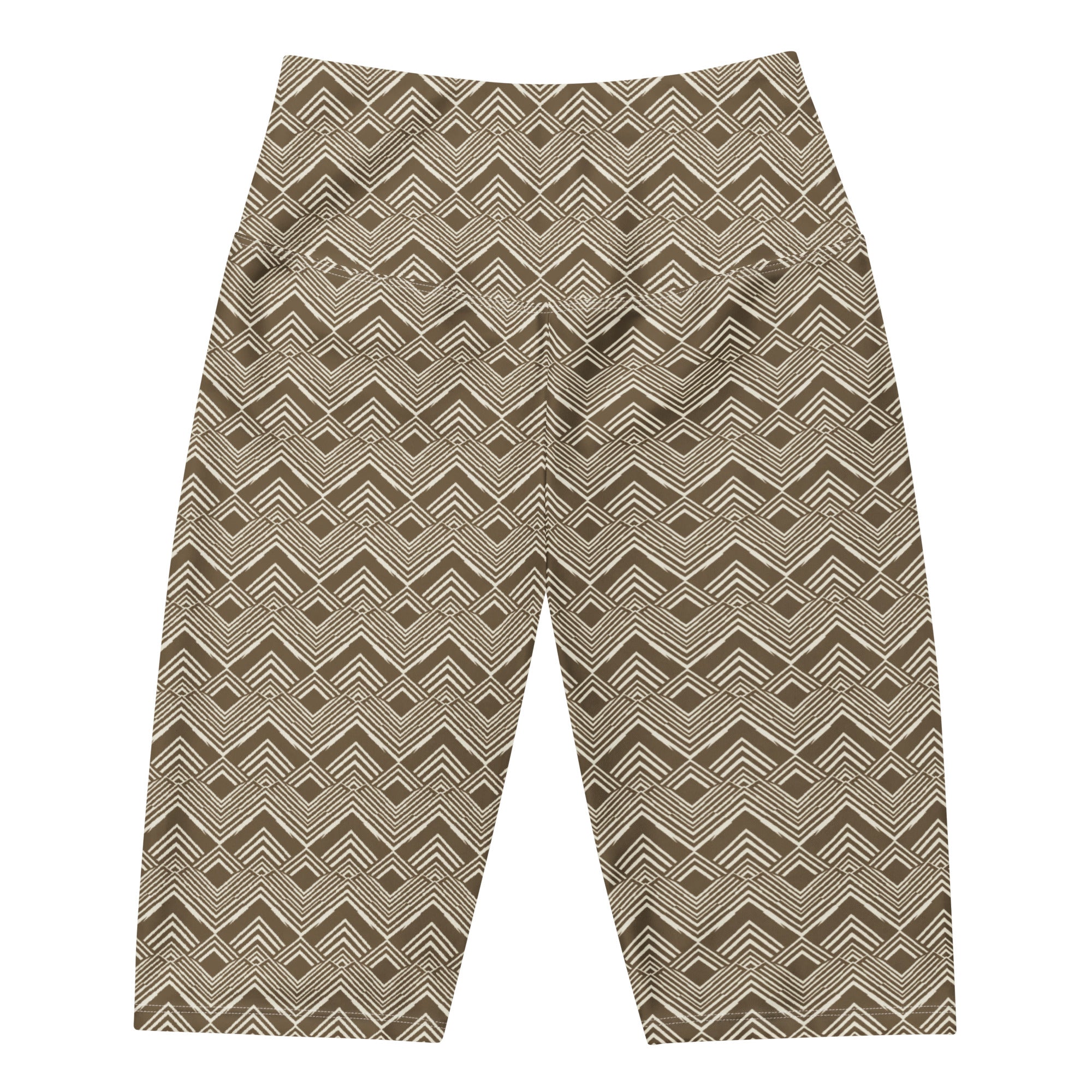 Women's brown cream stripes bike shorts front view