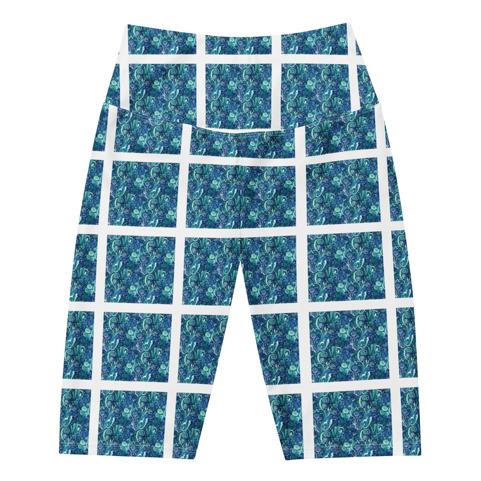 Women's fairy tale wilderness printed bike shorts front view