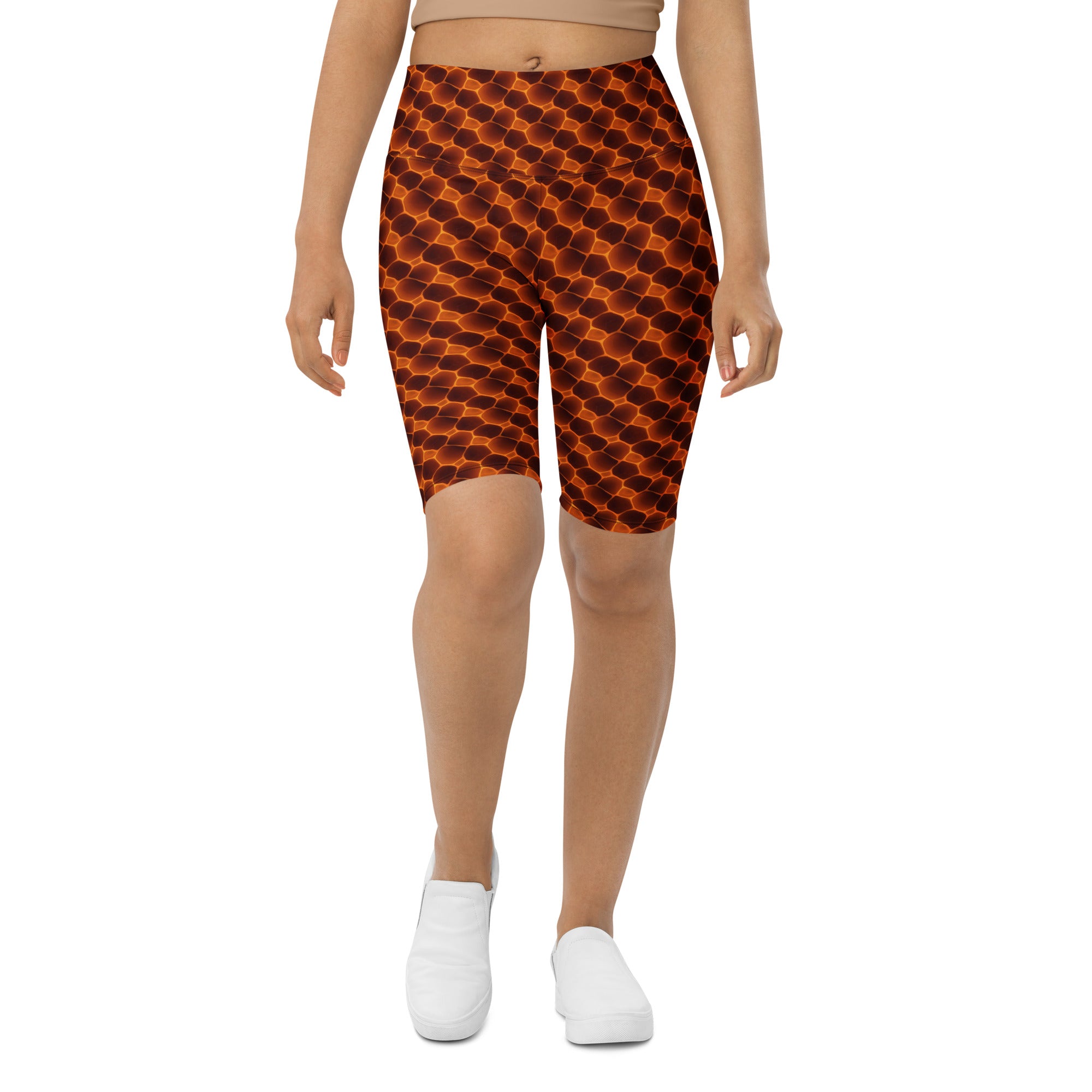 Women's tortoise shell pattern bike shorts front view
