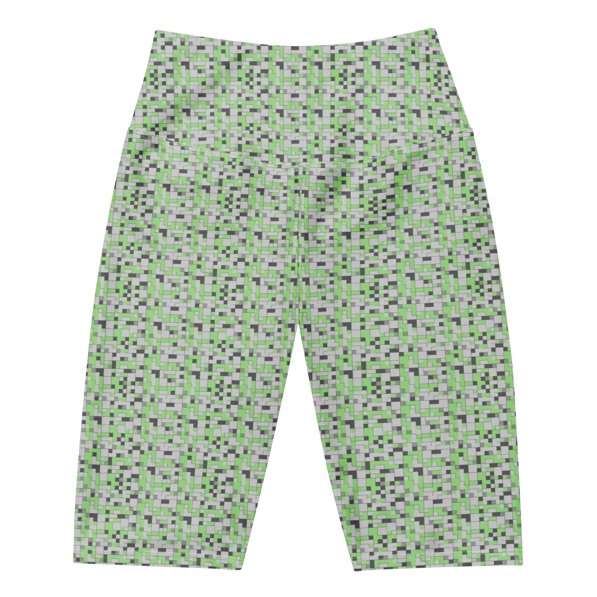 Women's small blocks geometric bike shorts front view